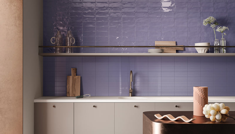 Porcelain Stoneware Ergon Abacus Stone,brick Kitchen Nero ,lavanda Lux,lavanda Plissè Lux lifestyle image