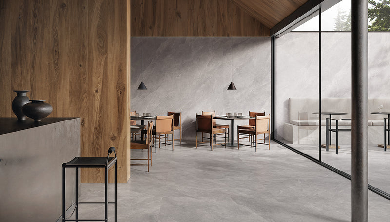 Porcelain Stoneware Ergon Cornerstone Evolution Stone,concrete,marble,resin Public Space Slate Grey ,slate Grey Stone lifestyle image