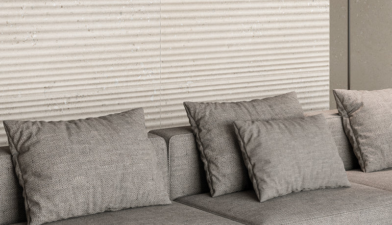 Porcelain Stoneware Ergon Gemmastone Stone Bedroom Greige Onde lifestyle image