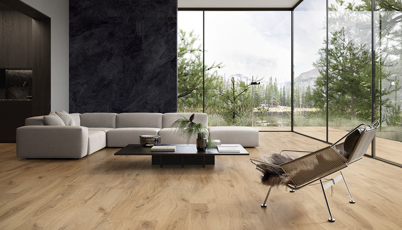 Porcelain Stoneware Ergon I-wood Wood Living-room Rovere Dorato lifestyle image