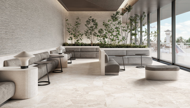 Porcelain Stoneware Ergon Matera Stone Stone Public Space White Sassi,white Neutra,dark Grey Ritmo lifestyle image