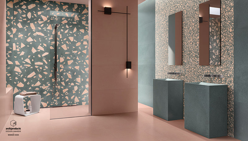 Porcelain Stoneware Ergon Medley Stone Bathroom Green Minimal,pink Minimal,green Rock,green Pop lifestyle image