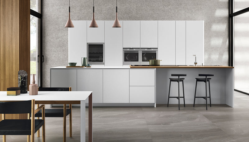 Porcelain Stoneware Ergon Stone Talk Stone Kitchen Grey Rullata,grey Martellata lifestyle image