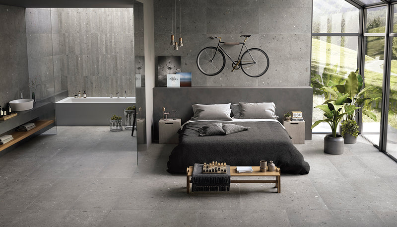 Porcelain Stoneware Provenza Ego Stone Bedroom Grigio Scuro lifestyle image
