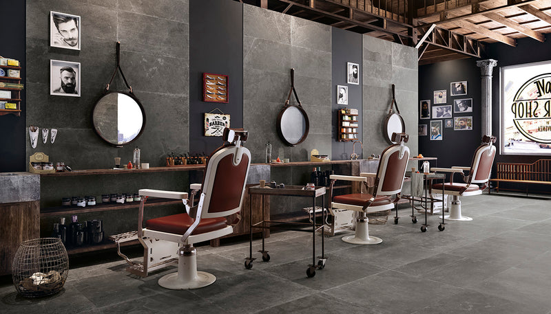 Porcelain Stoneware Provenza Groove Stone Public Space Mistique Black lifestyle image