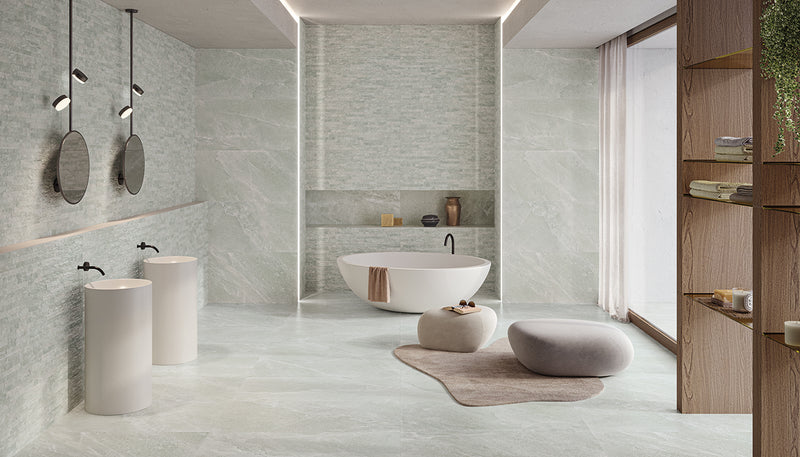 Porcelain Stoneware Provenza Salt Stone Stone Bathroom Green Emerald lifestyle image