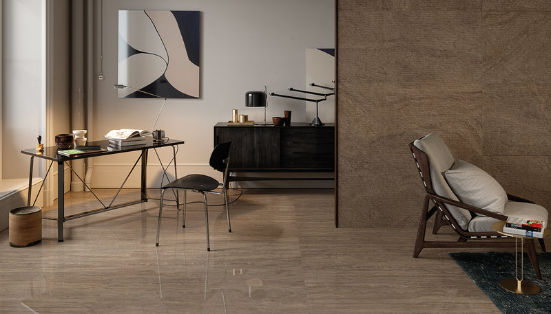 Porcelain Stoneware Provenza Unique Travertine Stone Chocolate Vein Cut,chocolate Ruled lifestyle image
