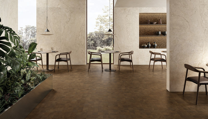 Porcelain Stoneware Provenza W-circles Stone,wood,brick Restaurant Beige Variée,wenge' Fondo lifestyle image