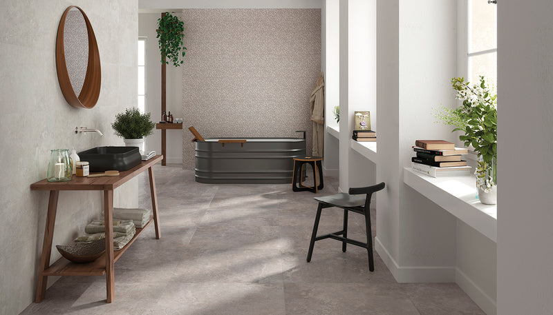 Porcelain Stoneware Viva Heritage Stone Bathroom Grey lifestyle image