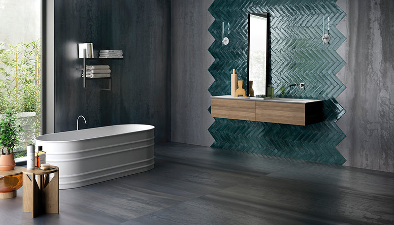Porcelain Stoneware Viva Metallica Metal,brick Bathroom Calamine lifestyle image