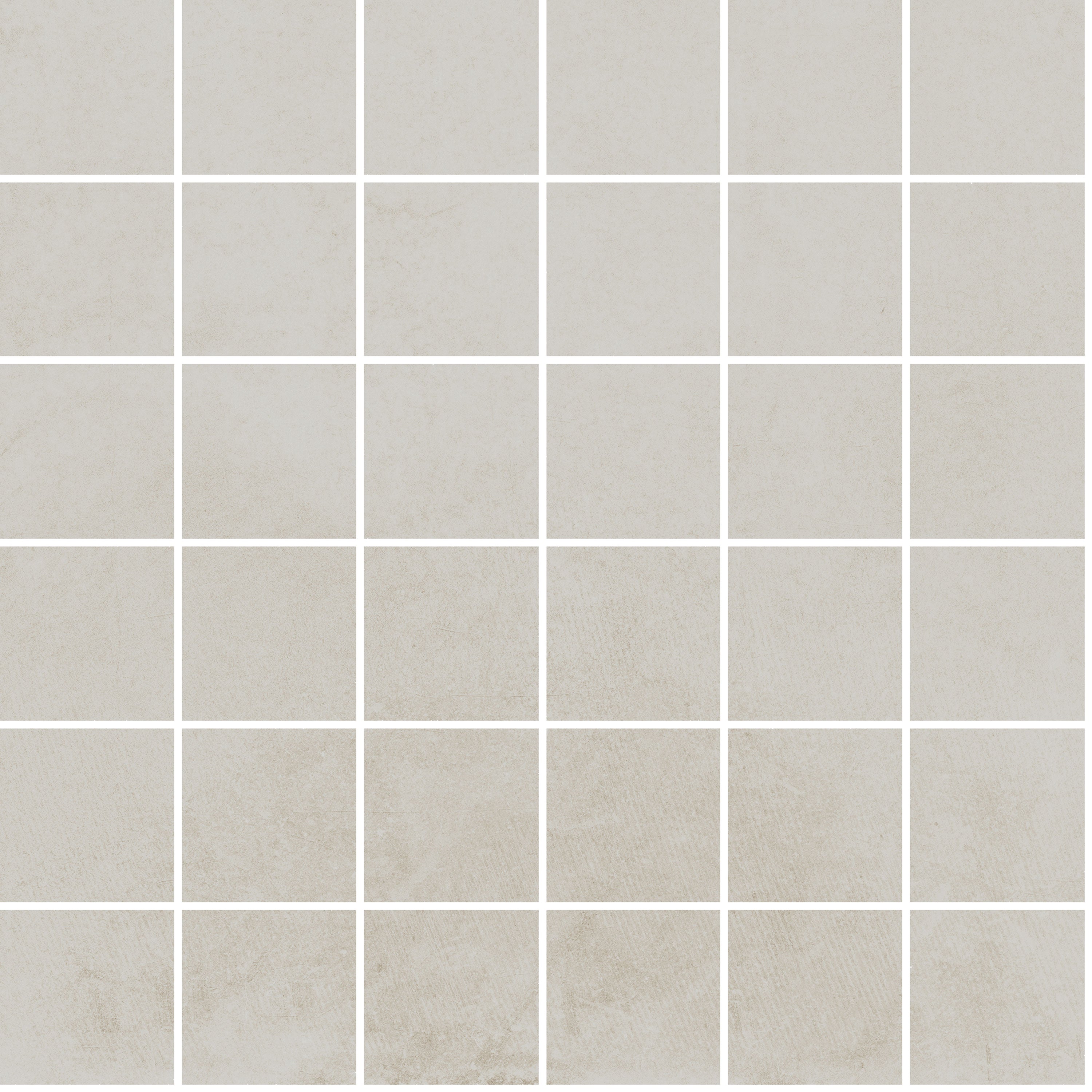 ATTITUDE Light White porcelain mosaic, top-down product view, 12"×12"×11/32" size. Premium porcelain for floors and walls.