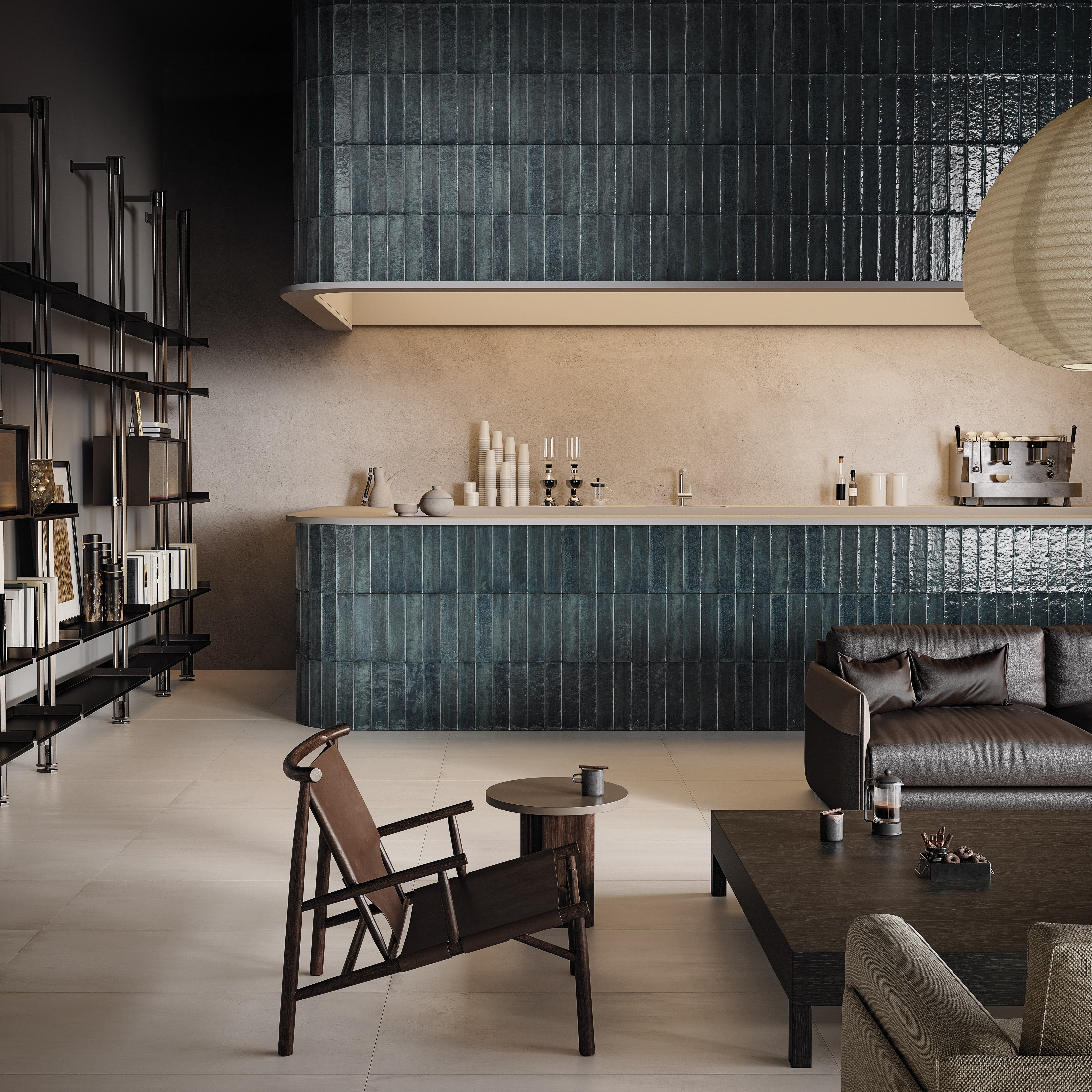 ARTISTIC AQUEOUS: Ultramarine Undertow Field Tile (4"x16"x7-mm | glossy | pressed)