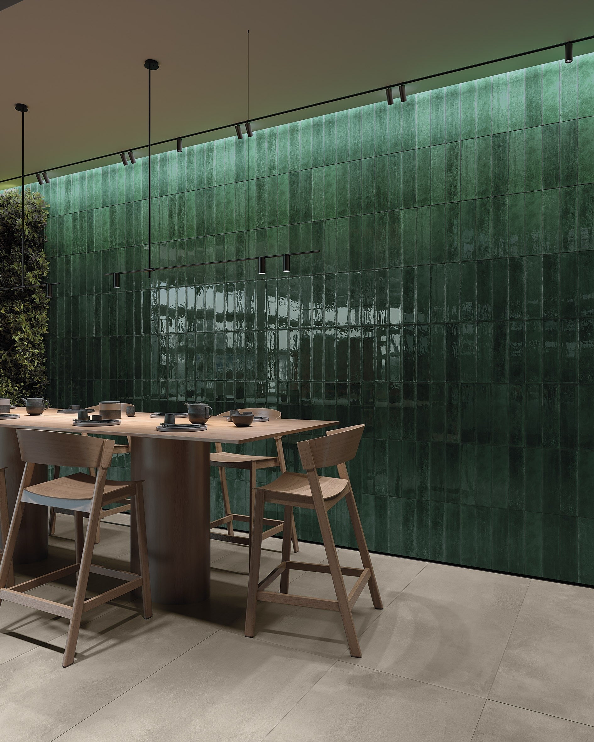 ARTISTIC AQUEOUS: Verdant Vapor Field Tile (4"x16"x7-mm | glossy | pressed)