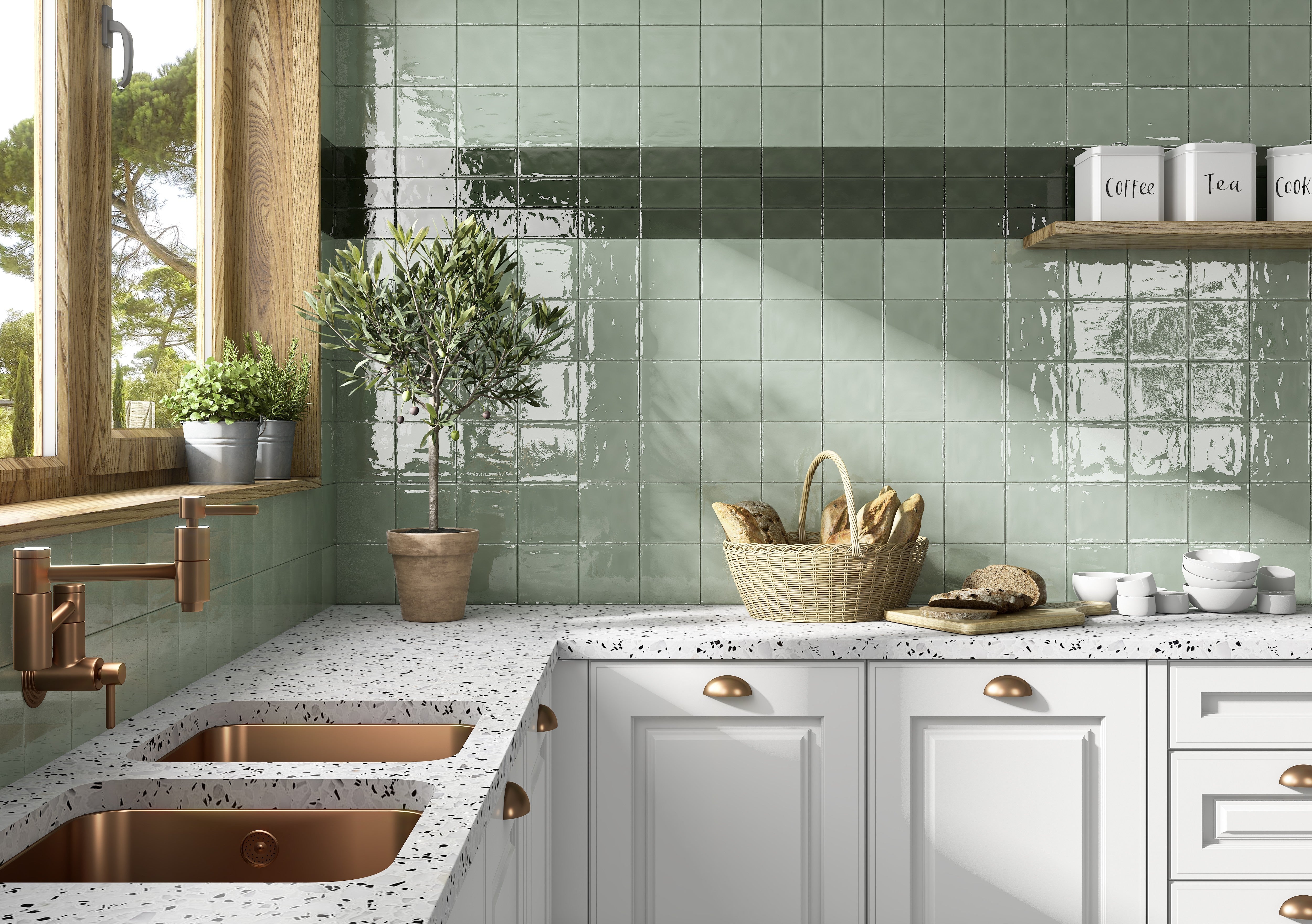 CHROMATIC SYMPHONY: Azure Horizon Field Tile (6"x6"x9-mm | glossy | pressed)