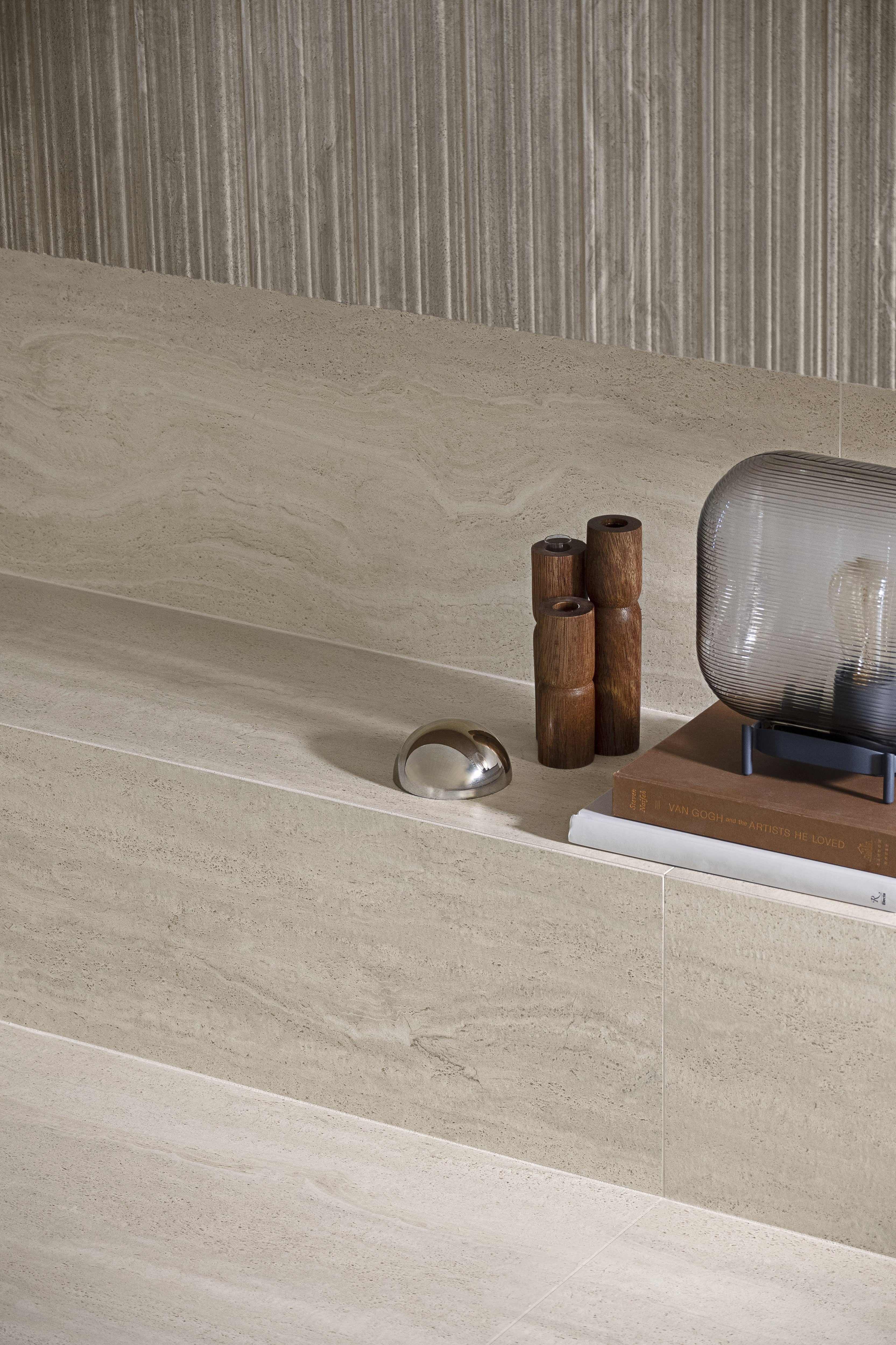 ETERNAL RADIANCE: Enduring Taupe Bullnose Trim (3"x12"x8-mm | natural | rectified)