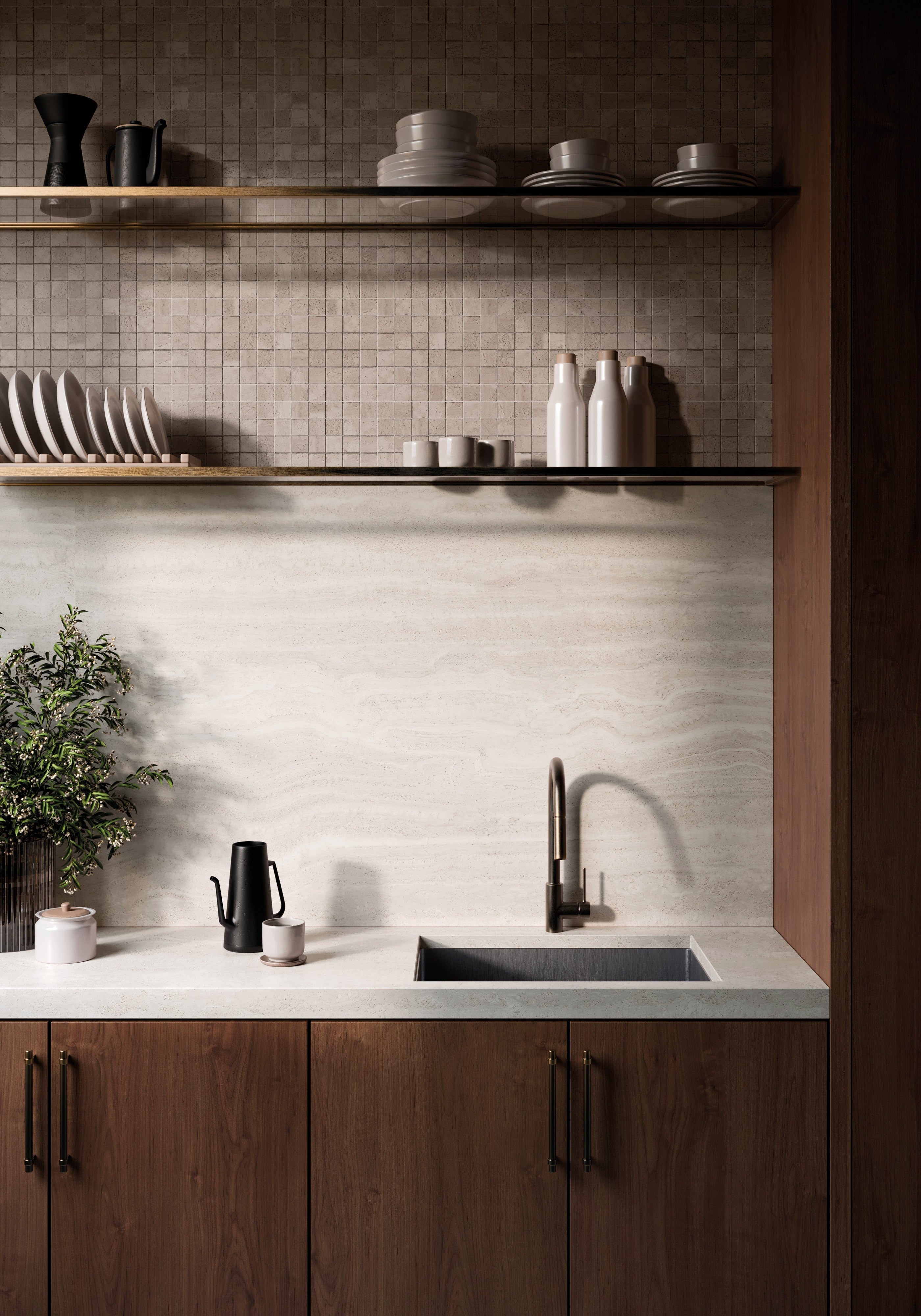 ETERNAL RADIANCE: Enduring Taupe Field Tile (4"x16"x8-mm | matte | pressed)