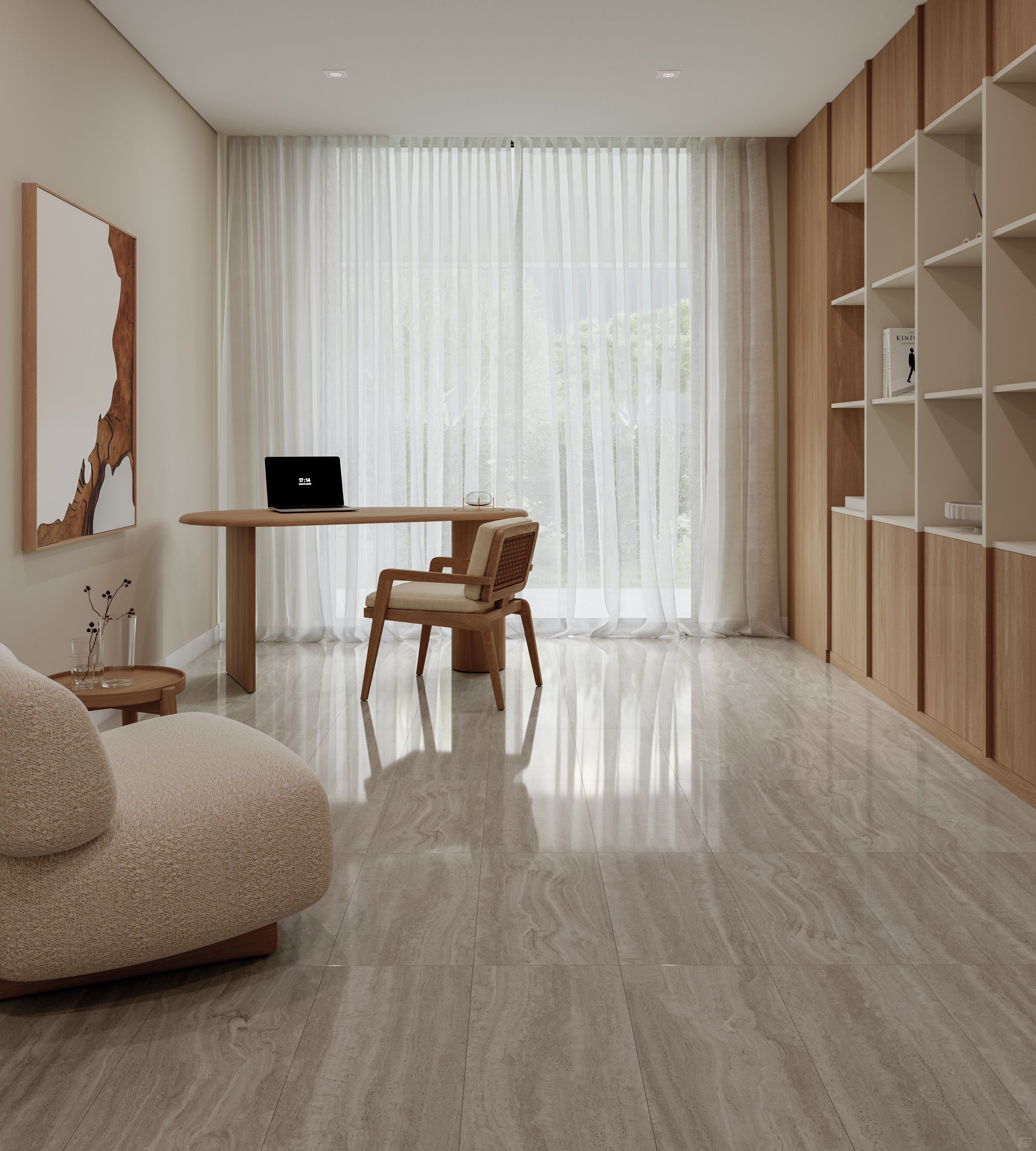 ETERNAL RADIANCE: Enduring Taupe Sculpted Field Tile (18"x48"x13.3-mm | matte | rectified)