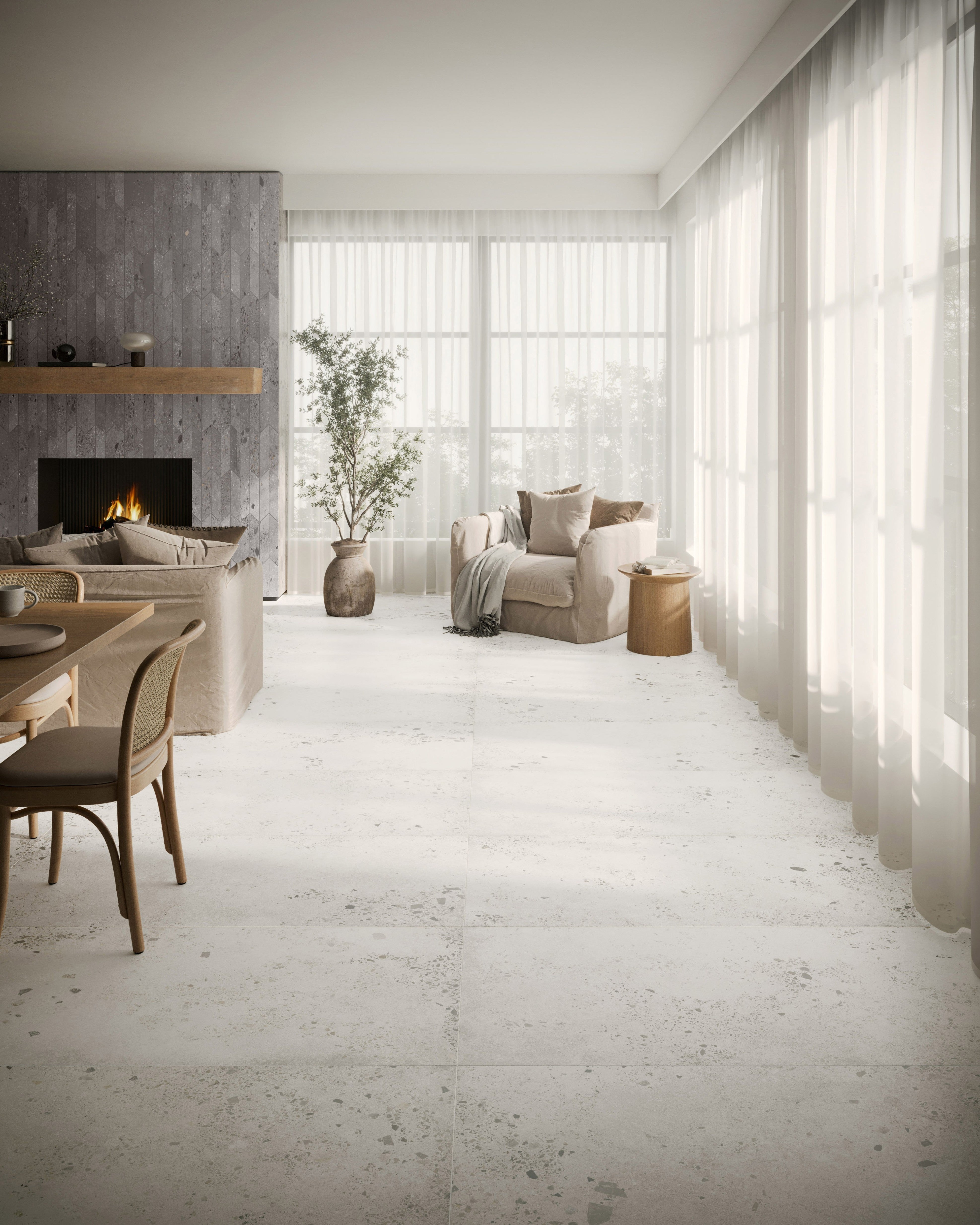 ETHEREAL ELEMENTS: Terra Harmony Groved Field Tile (18"x48"x13.3-mm | matte | rectified)