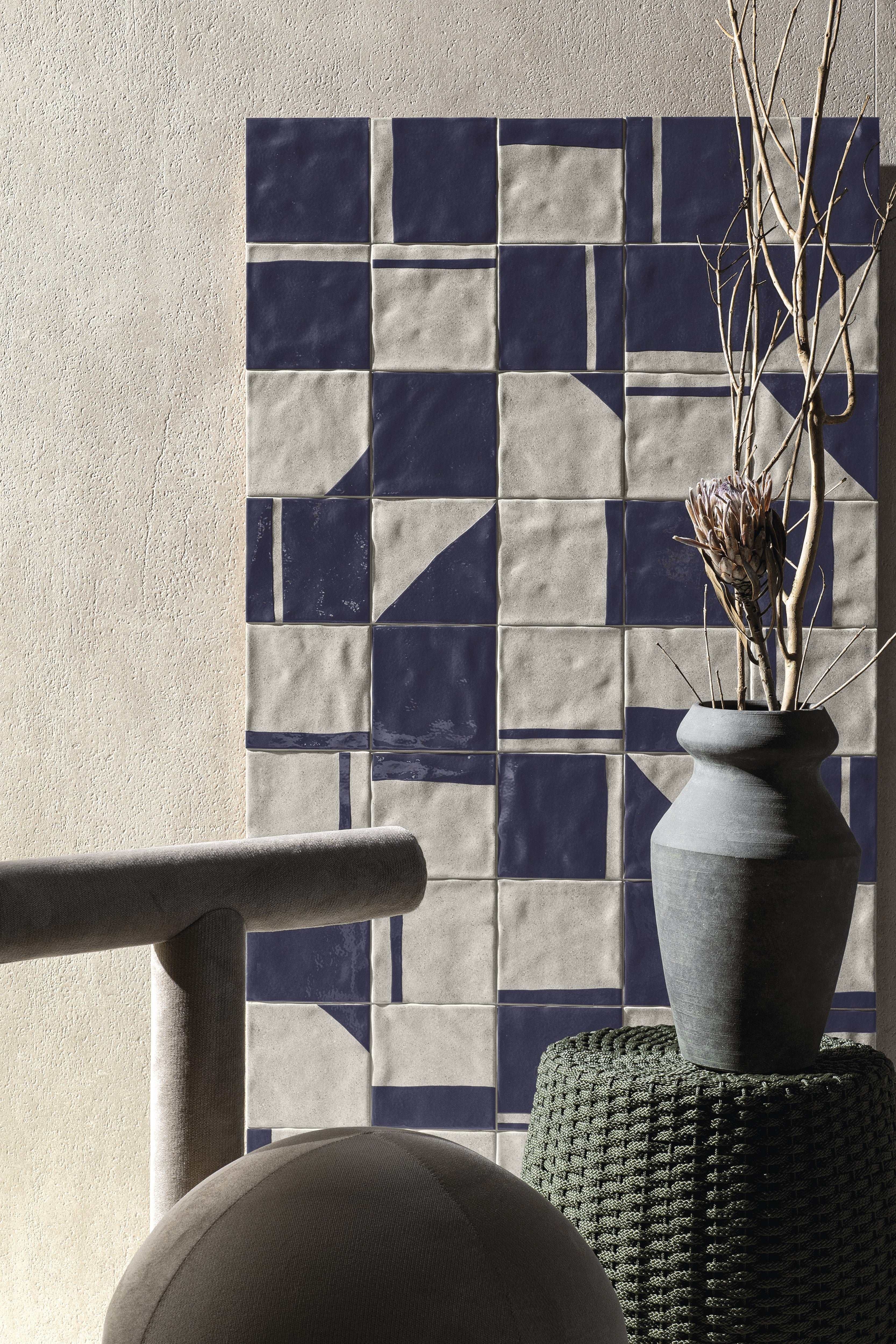 ETHEREAL HARMONY: Blue Melody Field Tile (6"x6"x7-mm | gloss-matte | pressed)