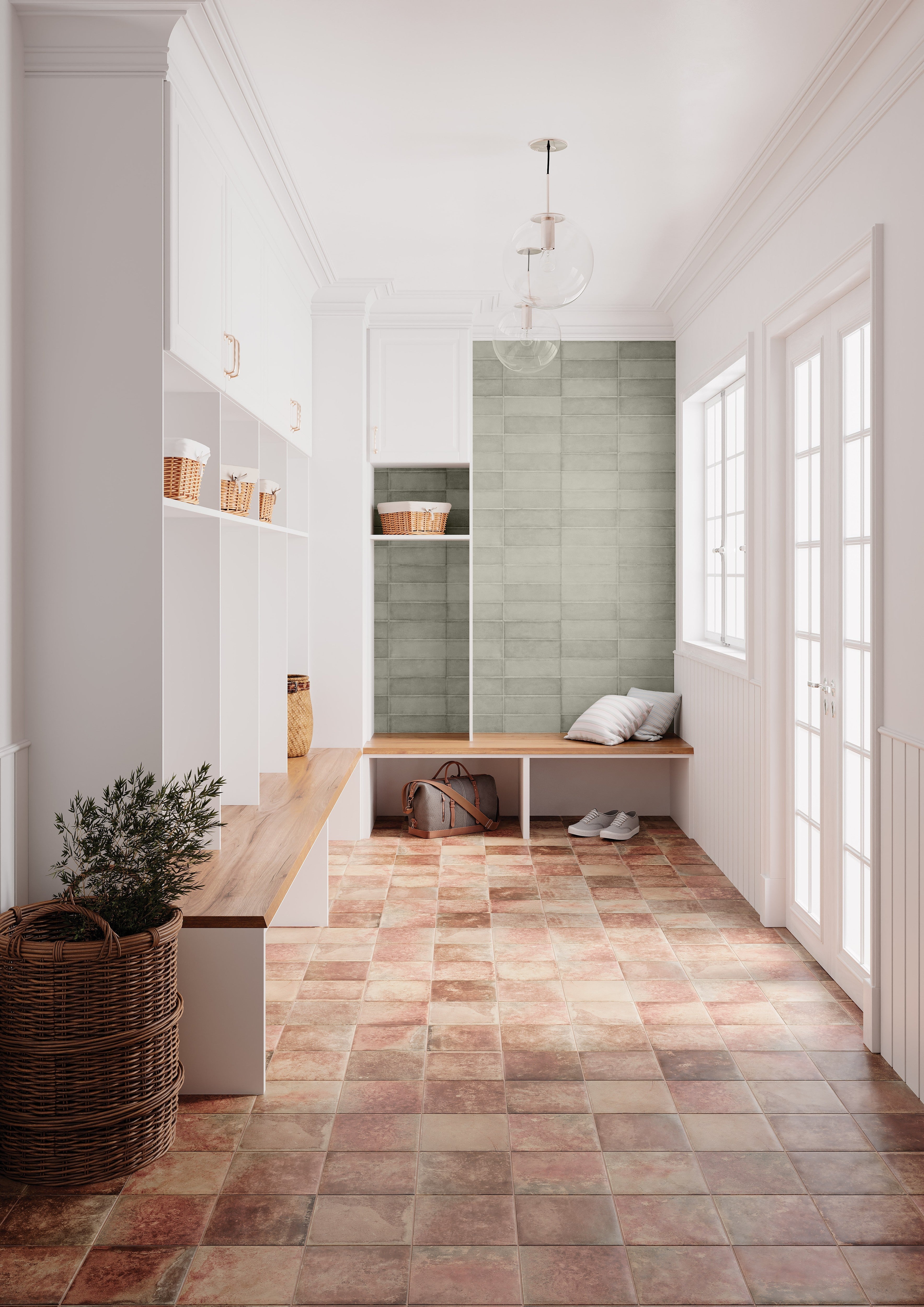 LUSTROUS LUMINARY: Emerald Radiance Groved & Stacked Field Tile (12"x24"x9.5-mm | glossy | rectified)