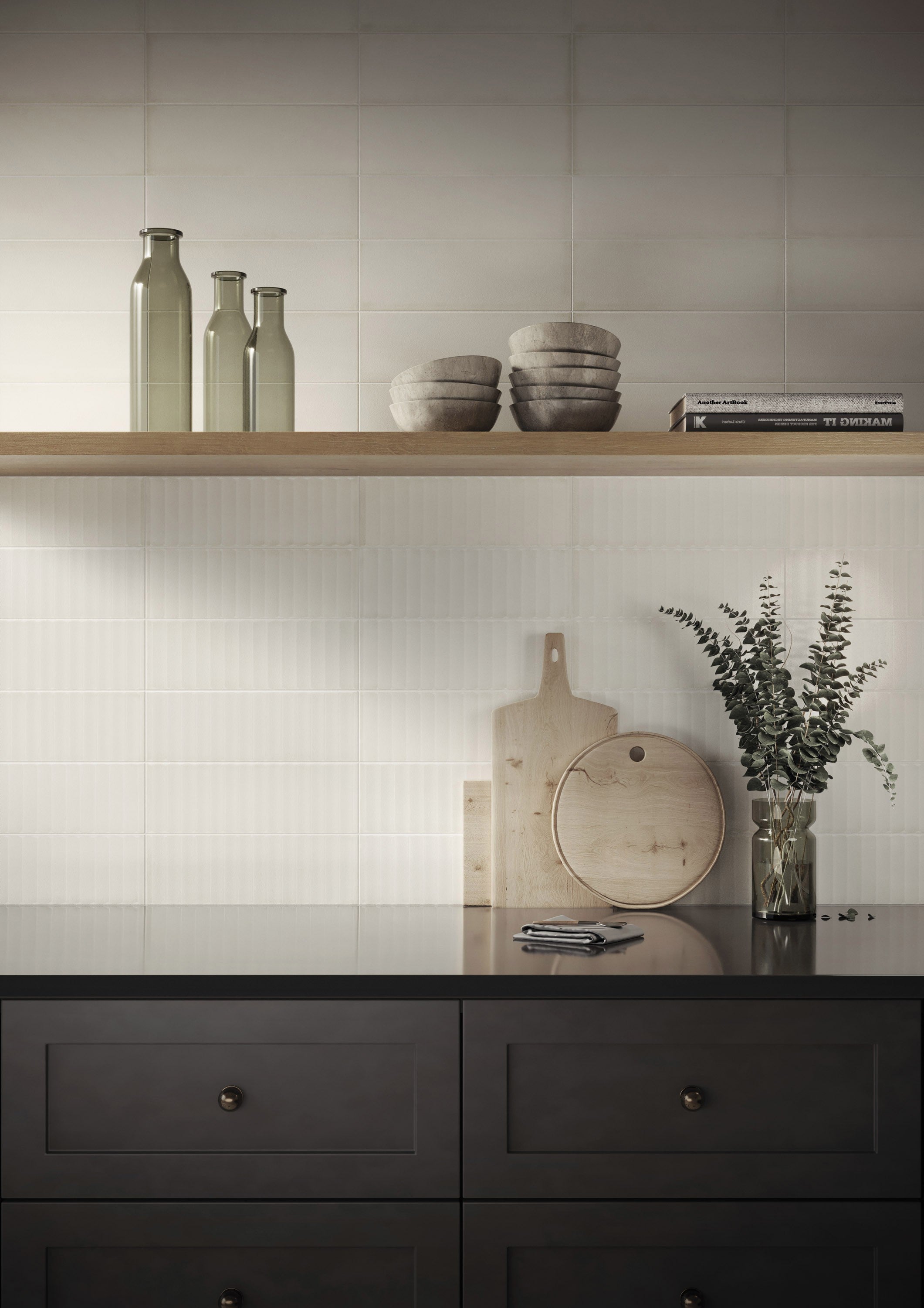 LUSTROUS LUMINARY: Ivory Luminescence Groved & Stacked Field Tile (12"x24"x9.5-mm | glossy | rectified)