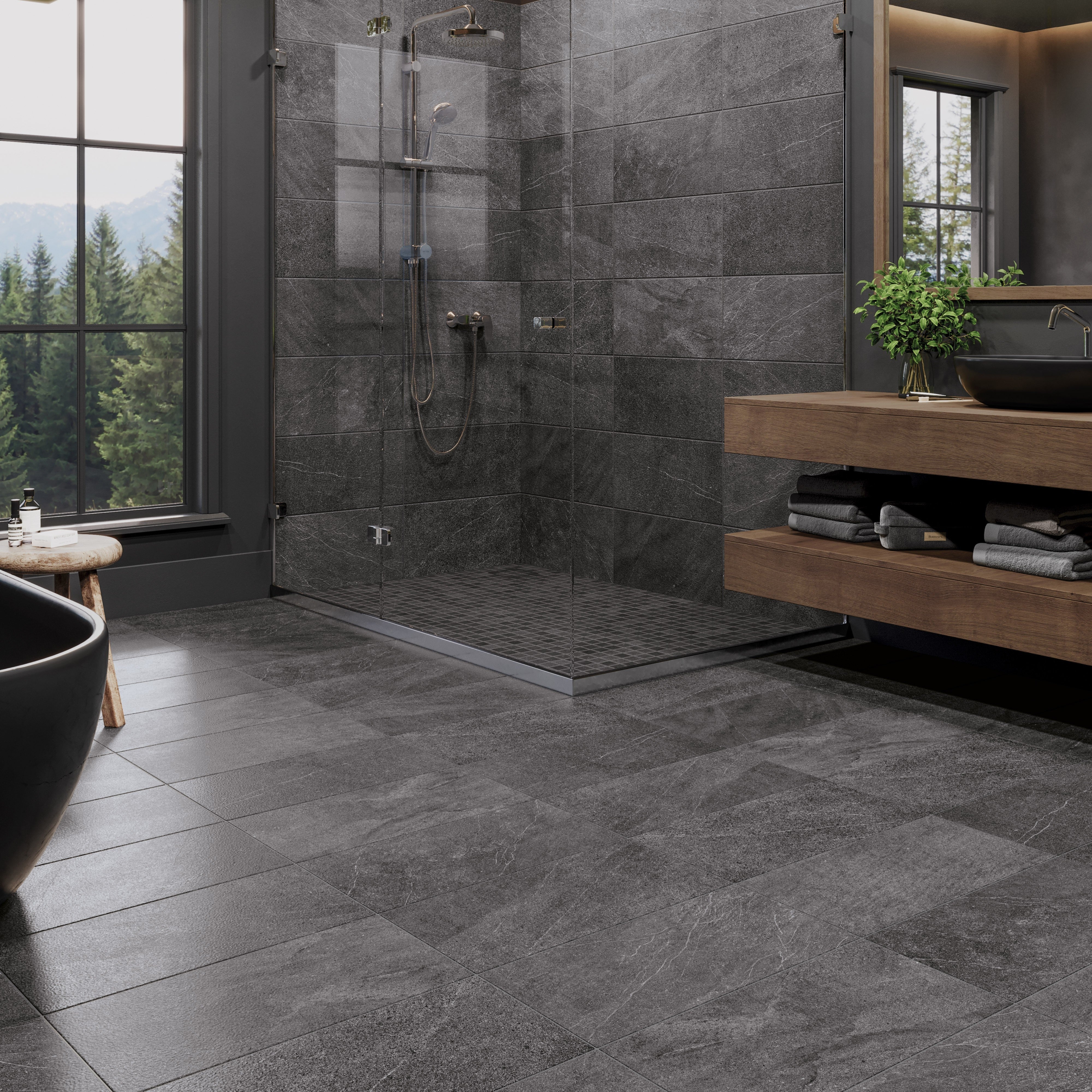 LUSTROUS RIVIERA: Ashen Rivulet Bullnose Trim (3"x12"x8-mm | natural | rectified)