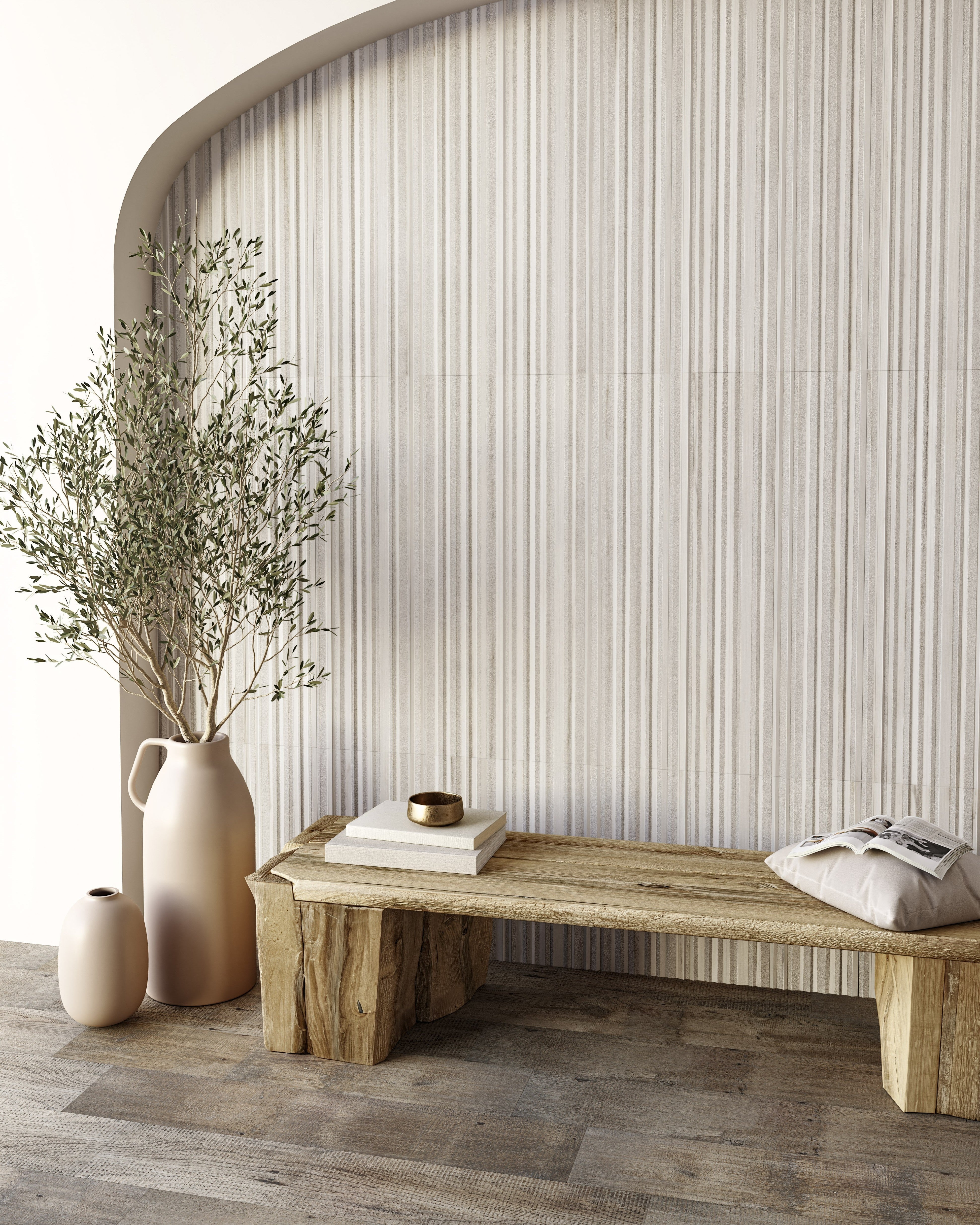 NORDIC REVERIE: Polar Veil Field Tile (4"x16"x7-mm | glossy | pressed)