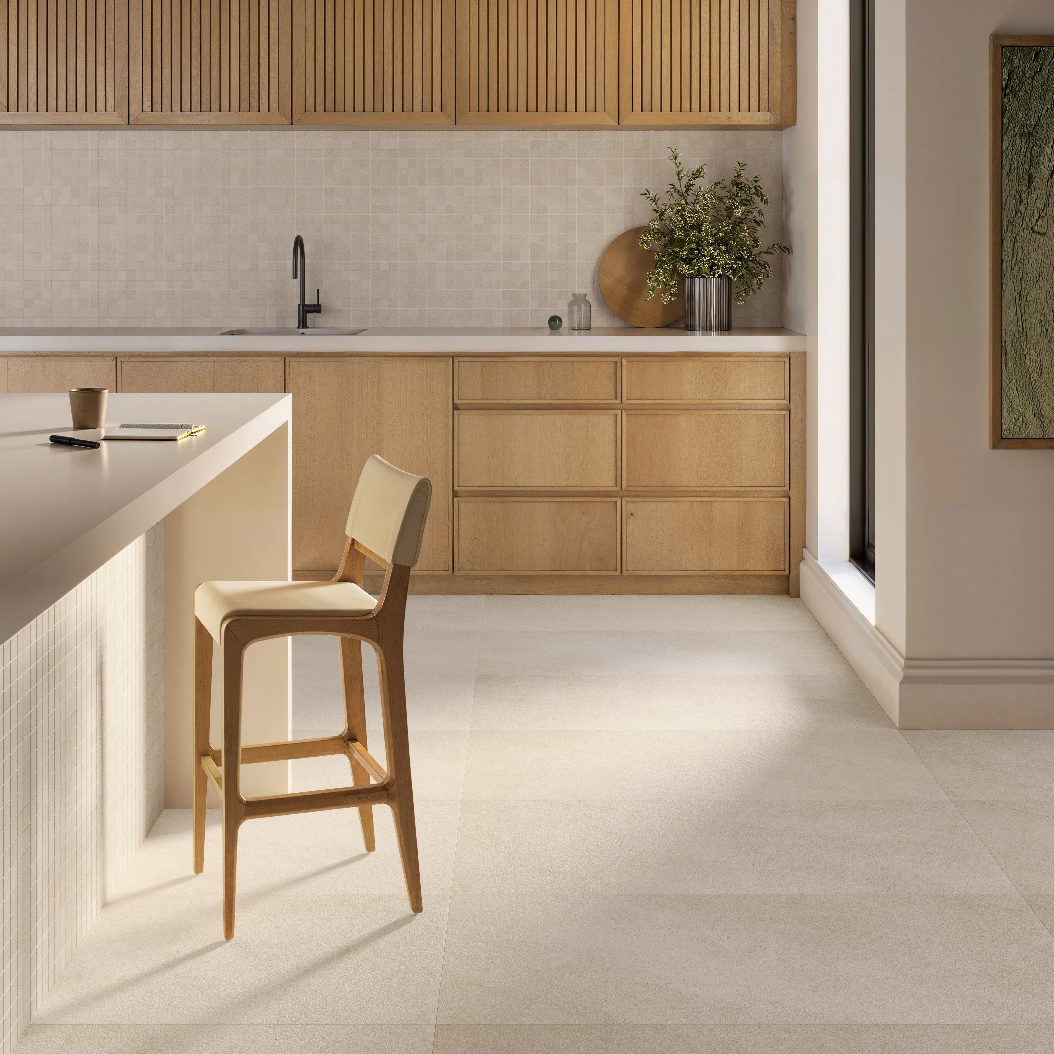 SANTORINI SERENITY: Aegean Alabaster Bullnose Trim (3"x12"x8-mm | natural | rectified)