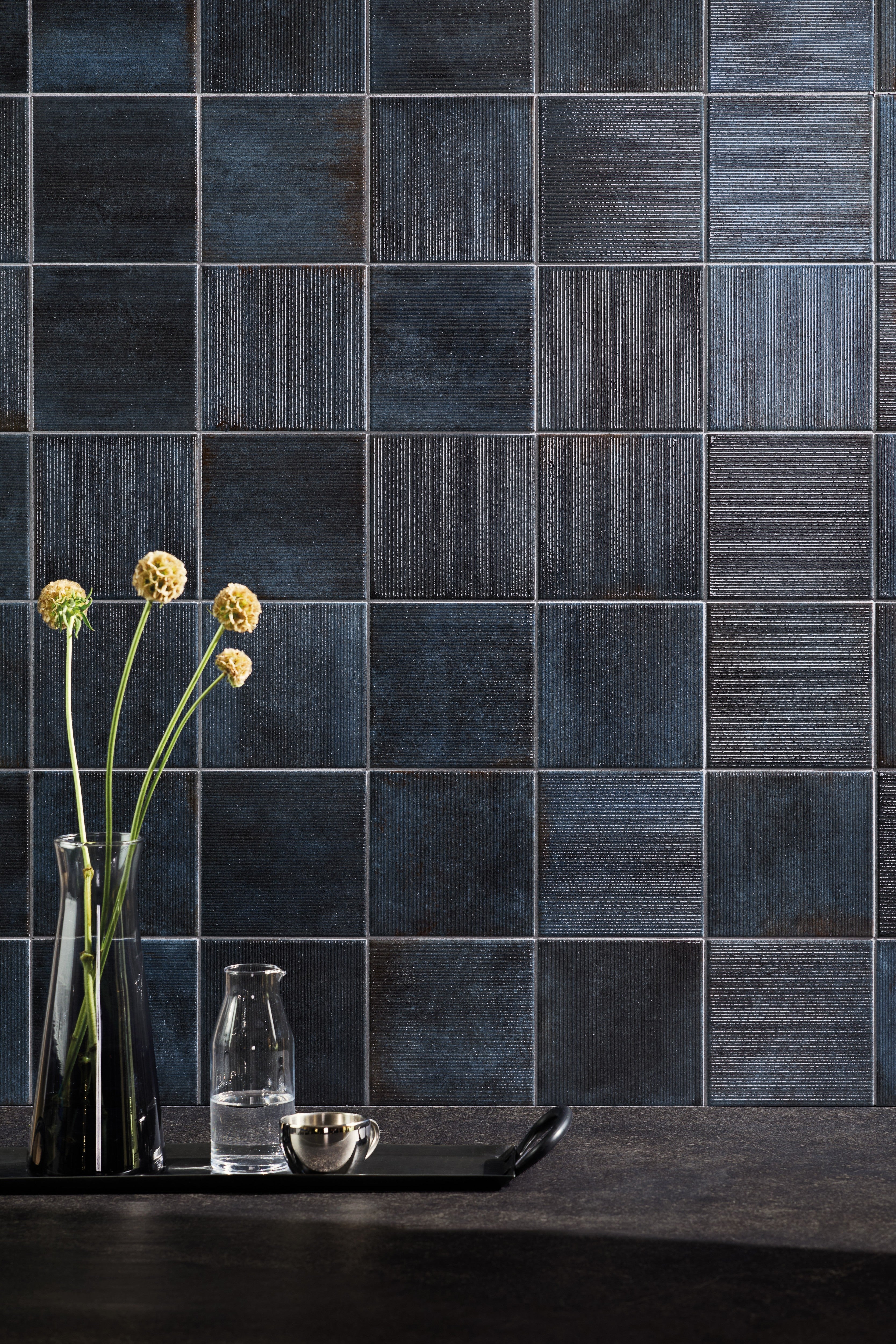 SCULPTED HARMONY: Sapphire Harmony Textured Field Tile (2 1/2"x9"x9.5-mm | glossy | pressed)