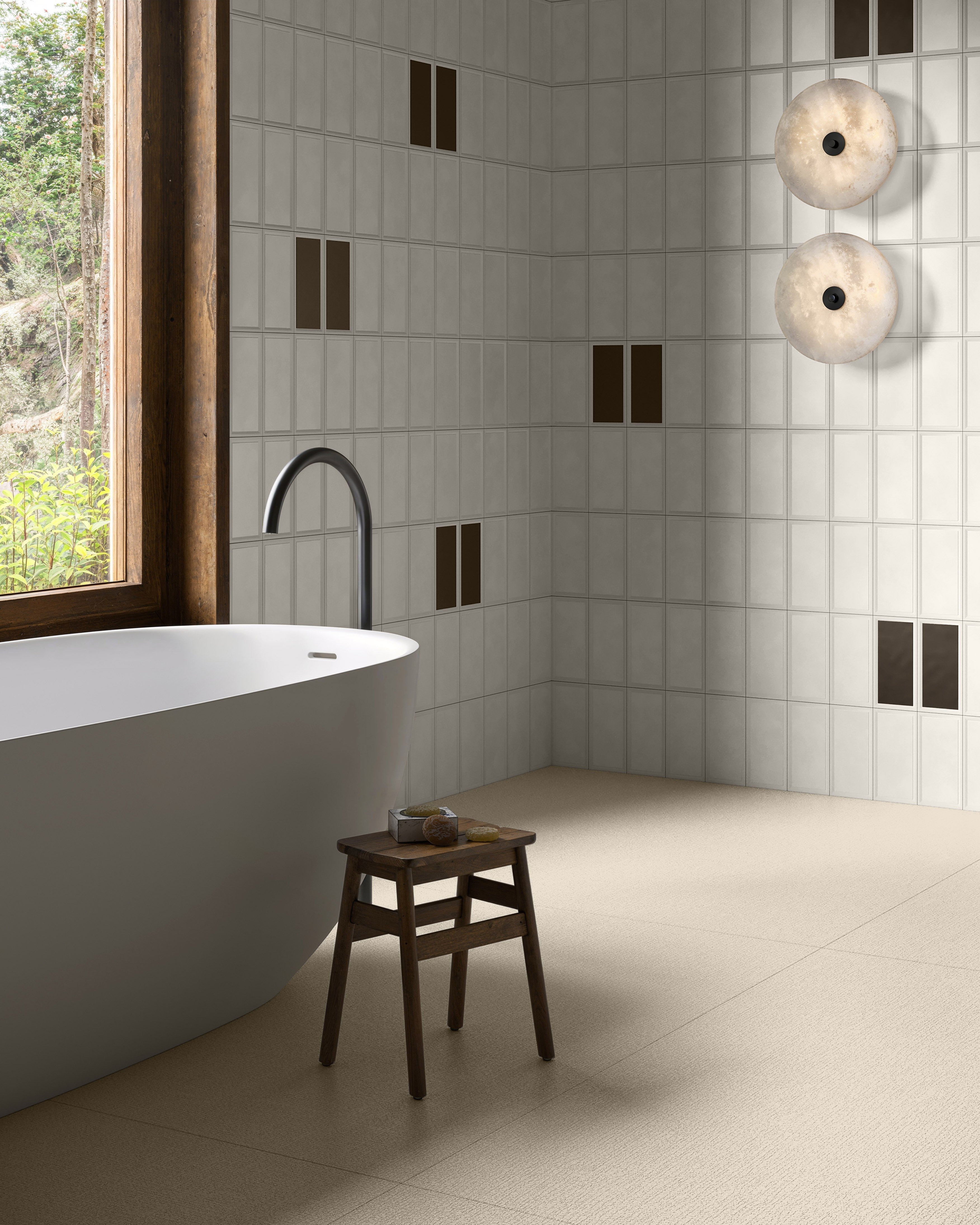 TACTILE STUDIO: Ink Framed Field Tile (4"x8"x7.4-mm | matte | pressed)