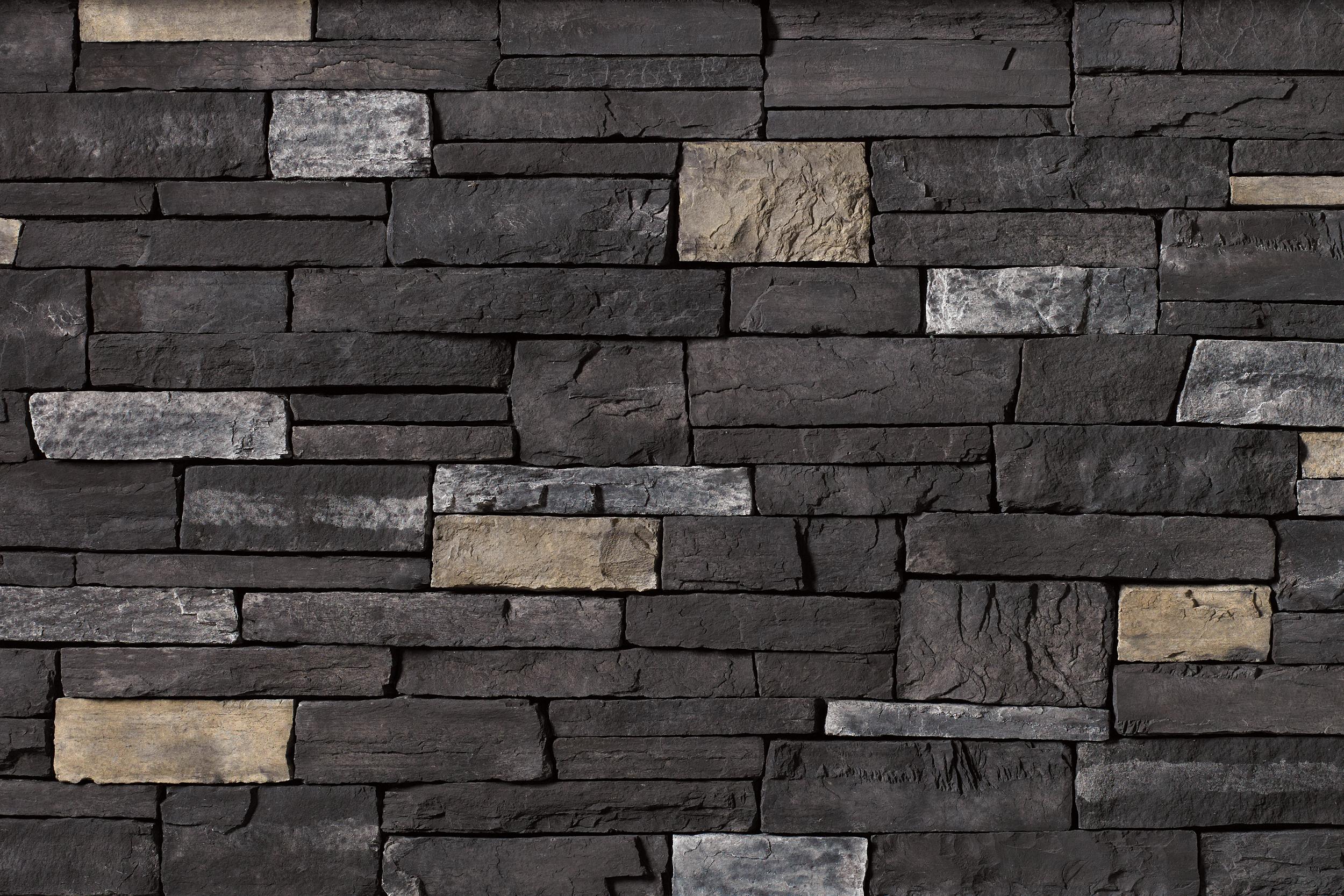Country Ledgestone Black Rundle wall panels by Cultured Stone, primary product image. Premium stone veneer for exterior and interior walls.