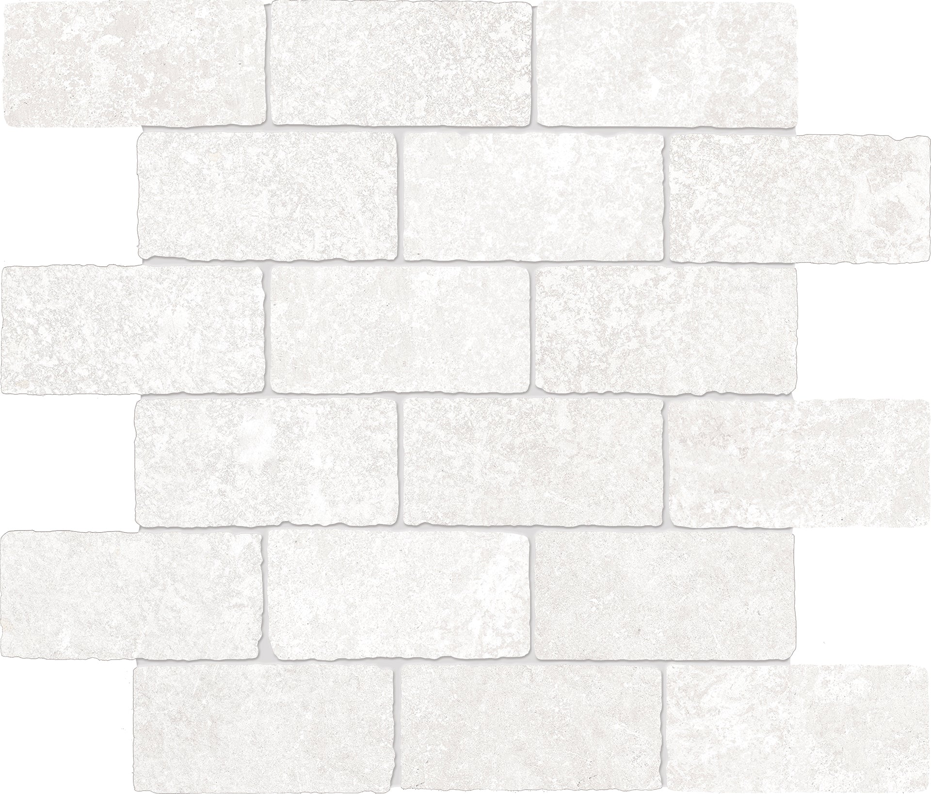 Chateau Blanc porcelain mosaic tile by Emil, naturale finish, 11 13/16"x11 13/16"x9.5-mm size. Premium Italian porcelain for floors and walls.
