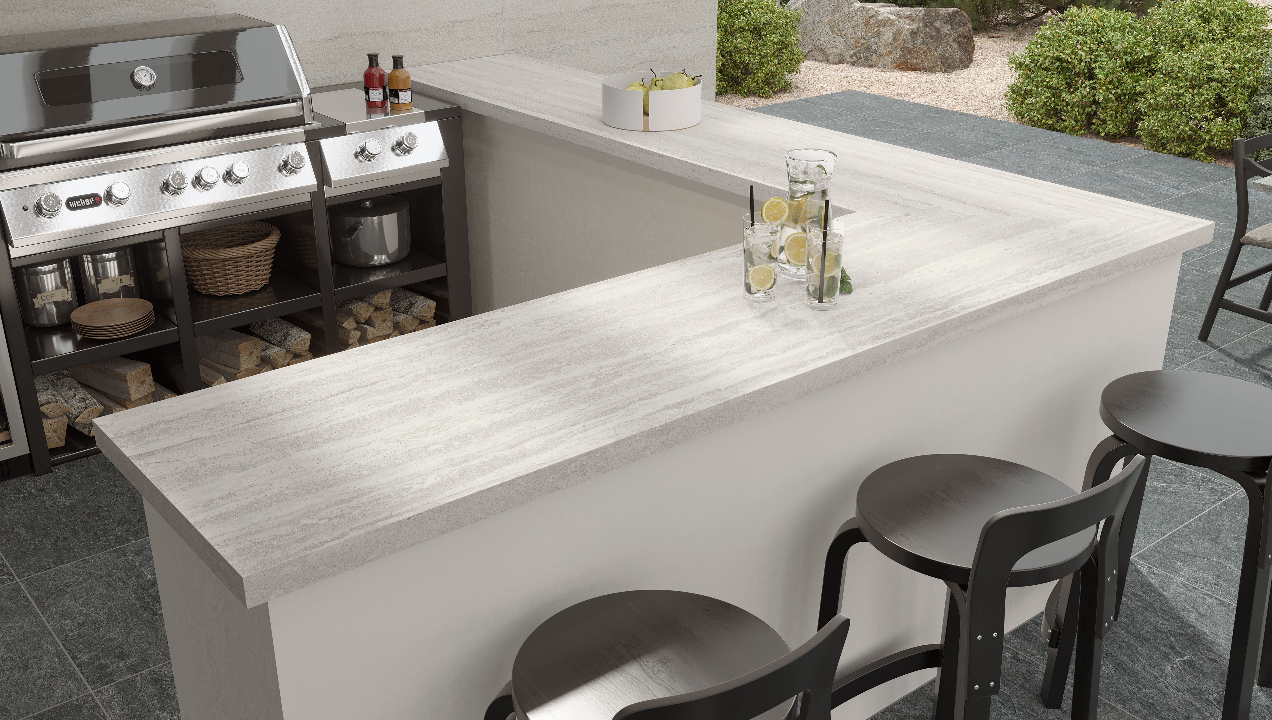 TRAVERTINE: Roman L-Shaped Top Prefab Slab (5"x96"x12mm | matte)