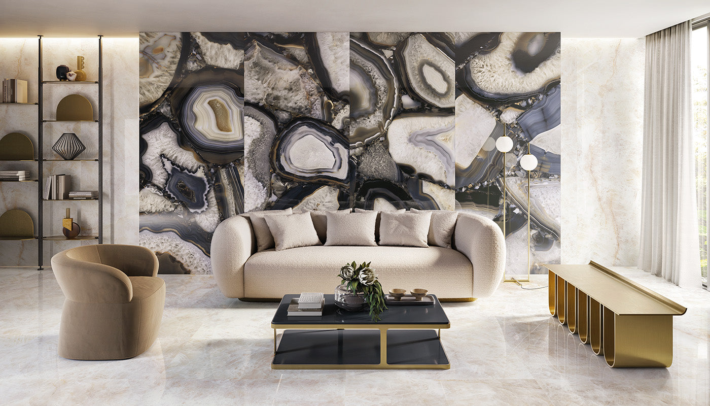 Tele di Marmo Precious CRYSTAL WHITE porcelain mosaic tile by Emil, full lappato finish, 12"x12" size. Premium Italian porcelain for floors and walls.
