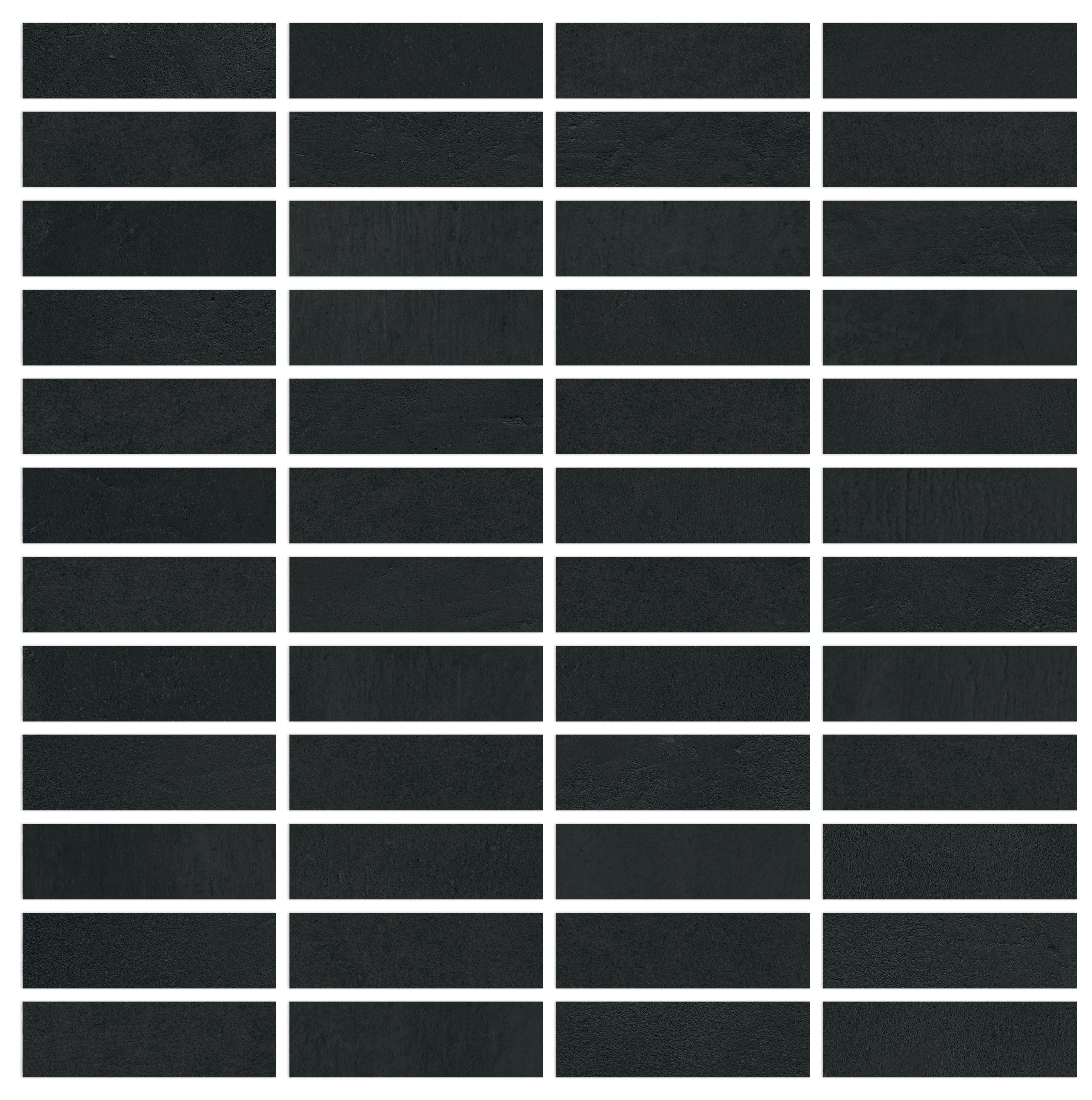 Vision Color Star Black porcelain mosaic, top-down product view, 12"×12"×11/32" size. Premium porcelain for floors and walls.