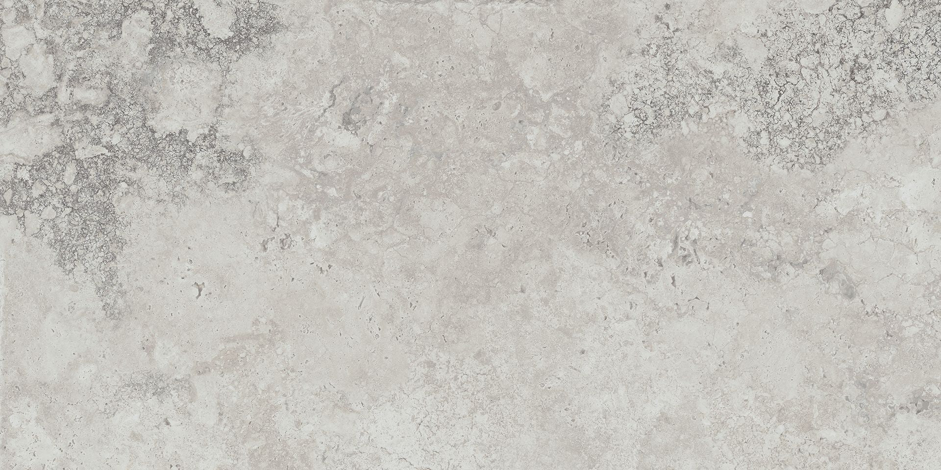 Unique Travertine Silver porcelain field tile by Emil, tecnica finish, 23 5/8"x47 1/4"x9.5-mm size. Premium Italian porcelain for floors and walls.