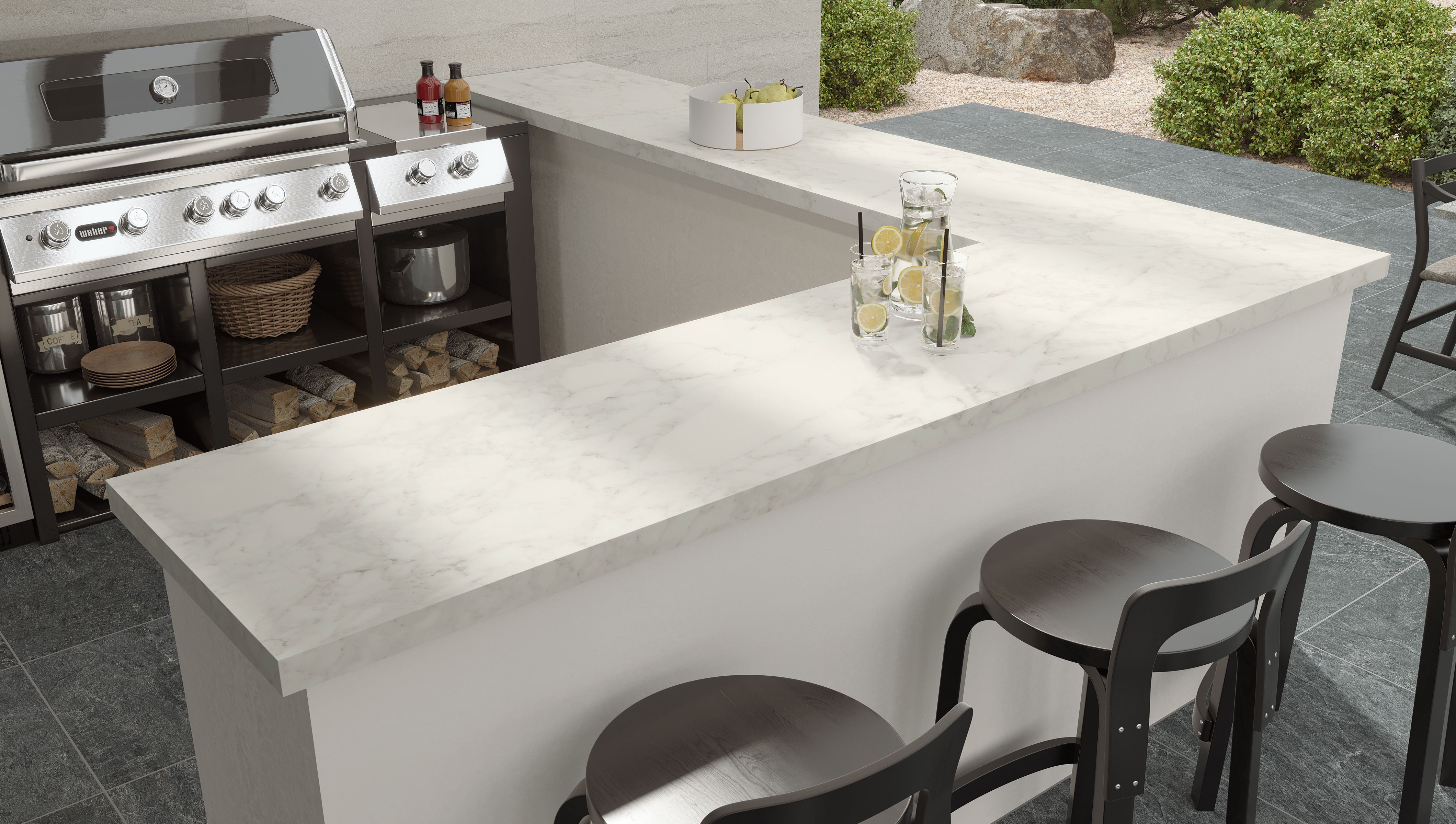 JEM: Adagio White L-Shaped Top Prefab Slab (5"x96"x12mm | matte)