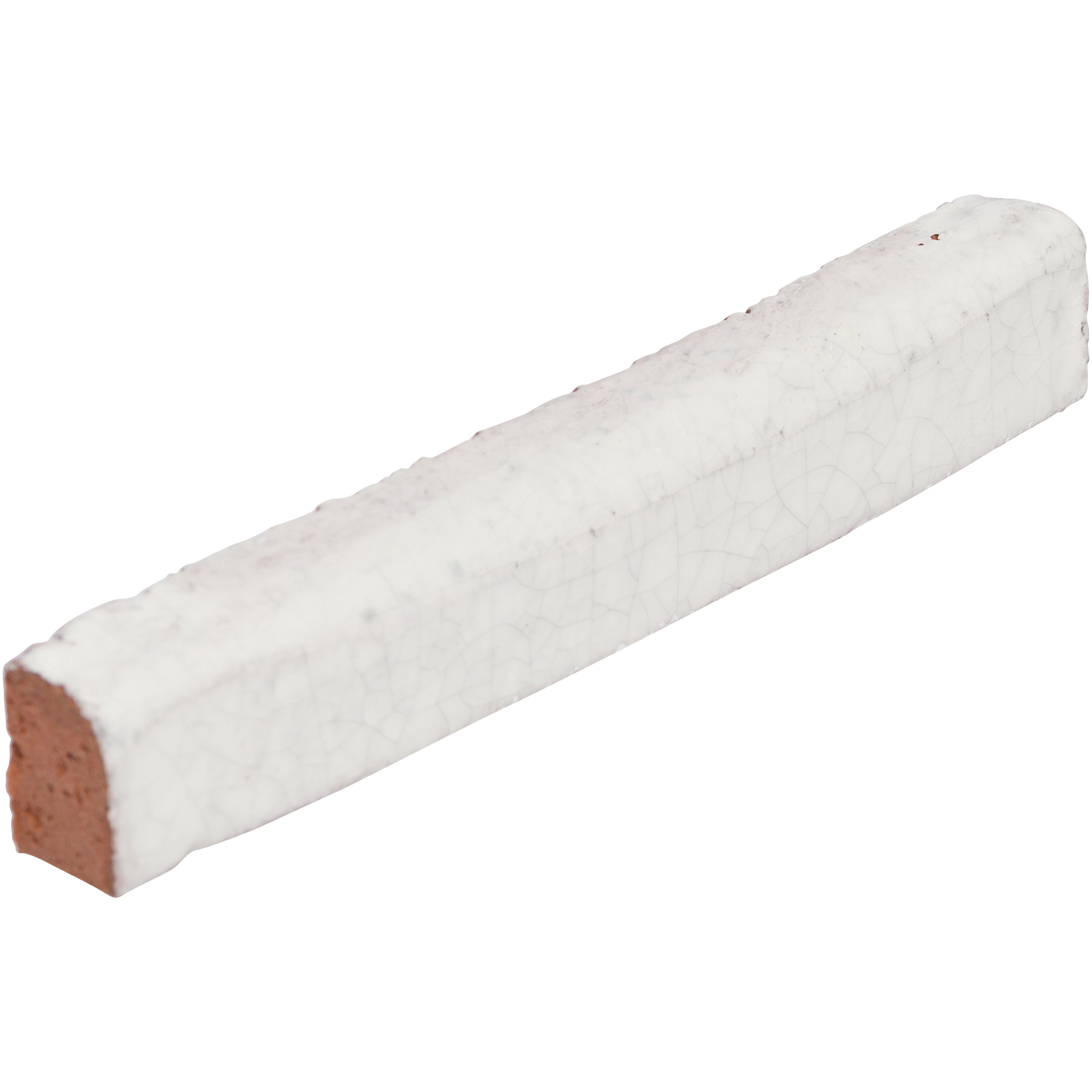 MAJOLICA: White Glazed Crackle Terracotta Bullnose Trim (1"x6"x3/4" | gloss)