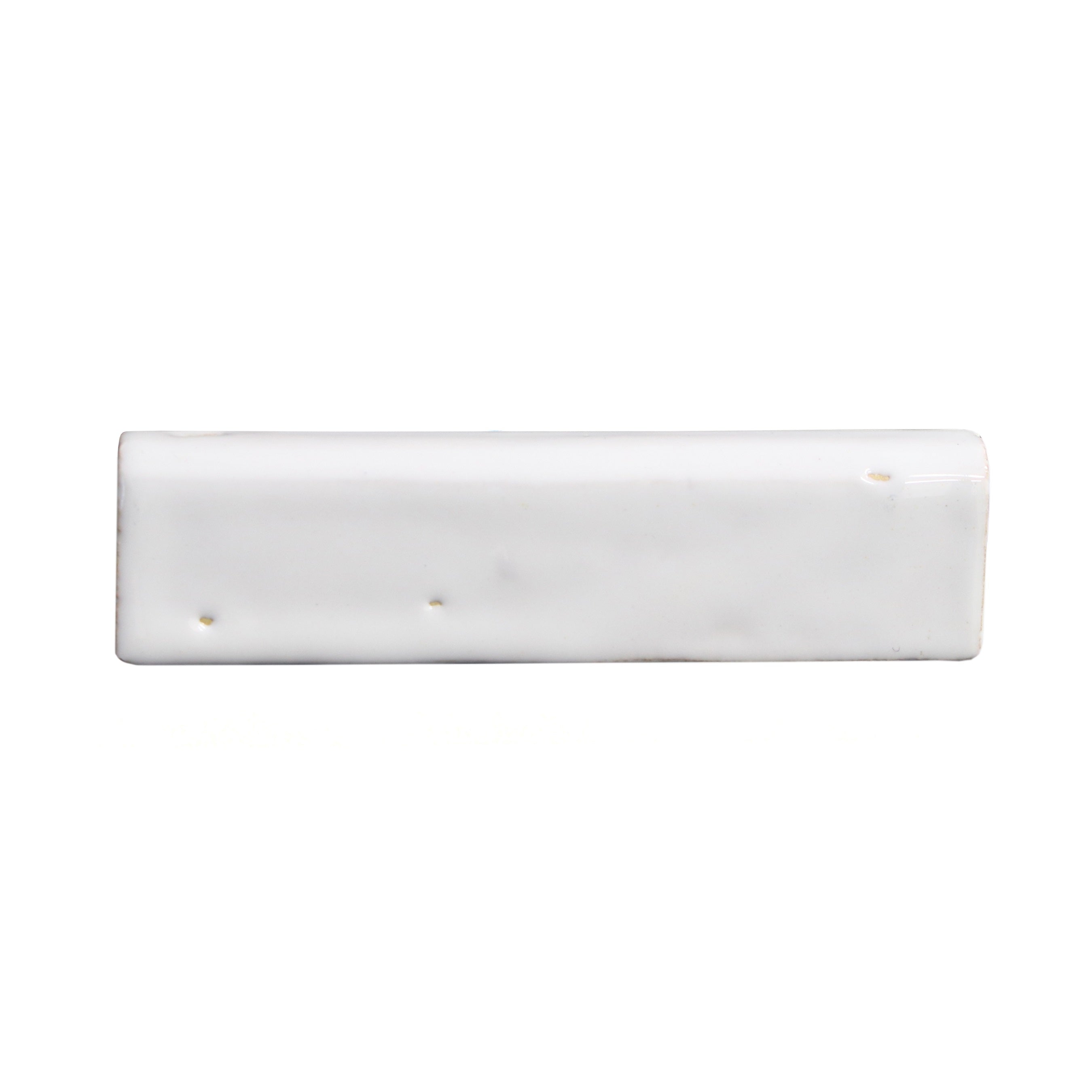 ZEL: Atlas Snow Glazed Zellige Petite Bullnose Trim (1"x4"x1/2" | gloss)