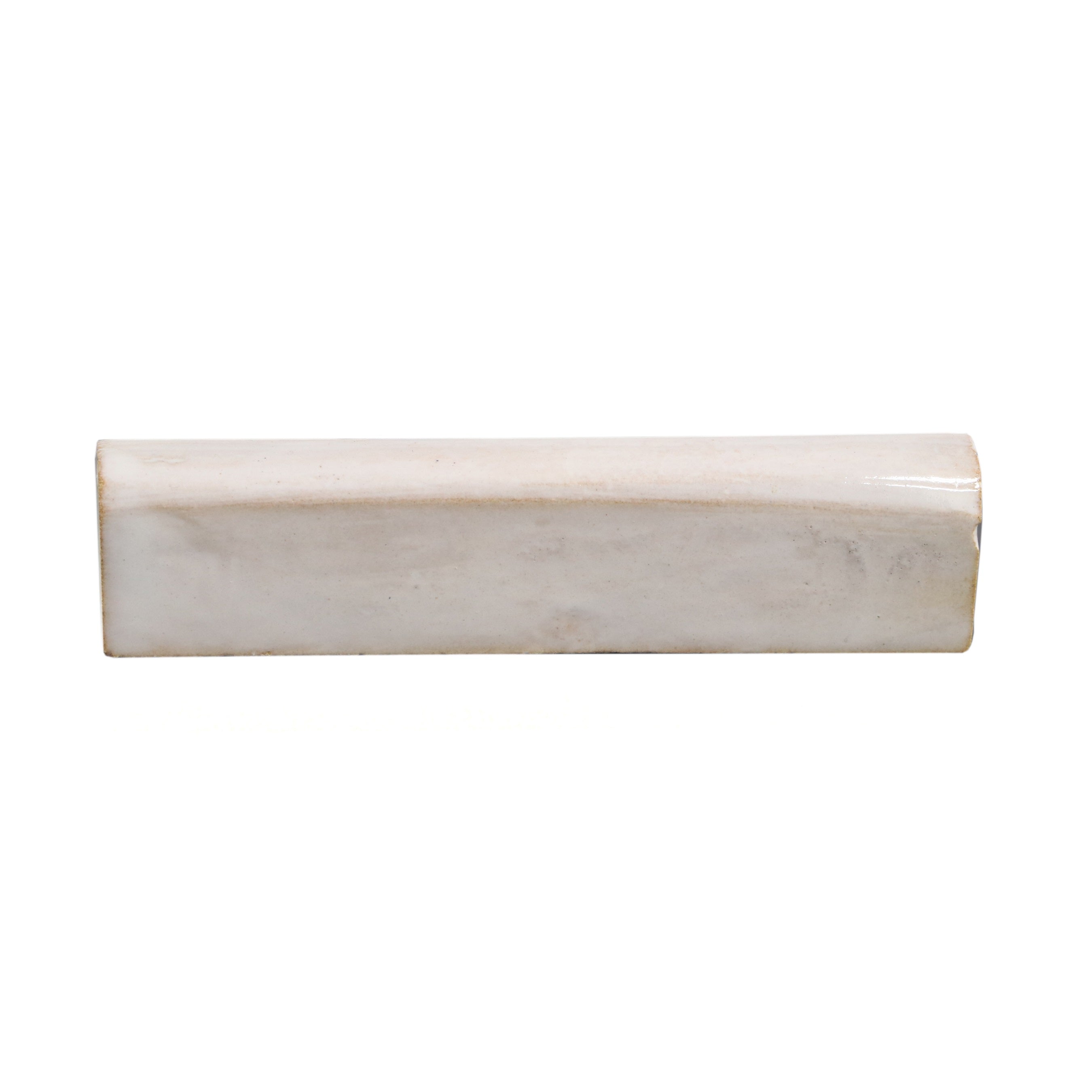 ZEL: Desert White Glazed Zellige Petite Bullnose Trim (1"x4"x1/2" | gloss)