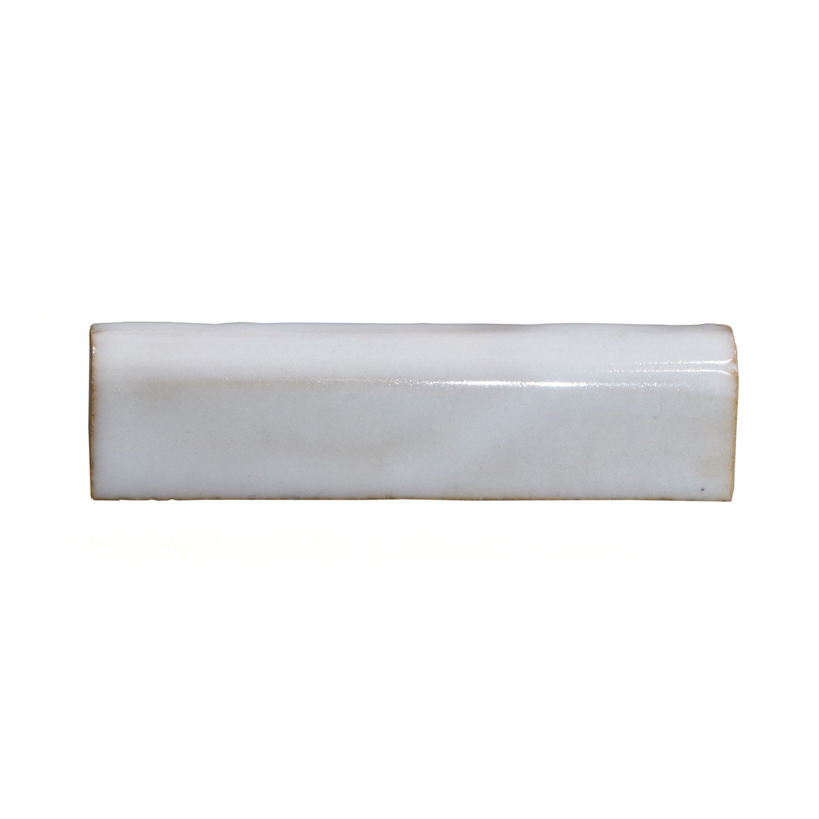 ZEL: Fez White Glazed Zellige Petite Bullnose Trim (1"x4"x1/2" | gloss)