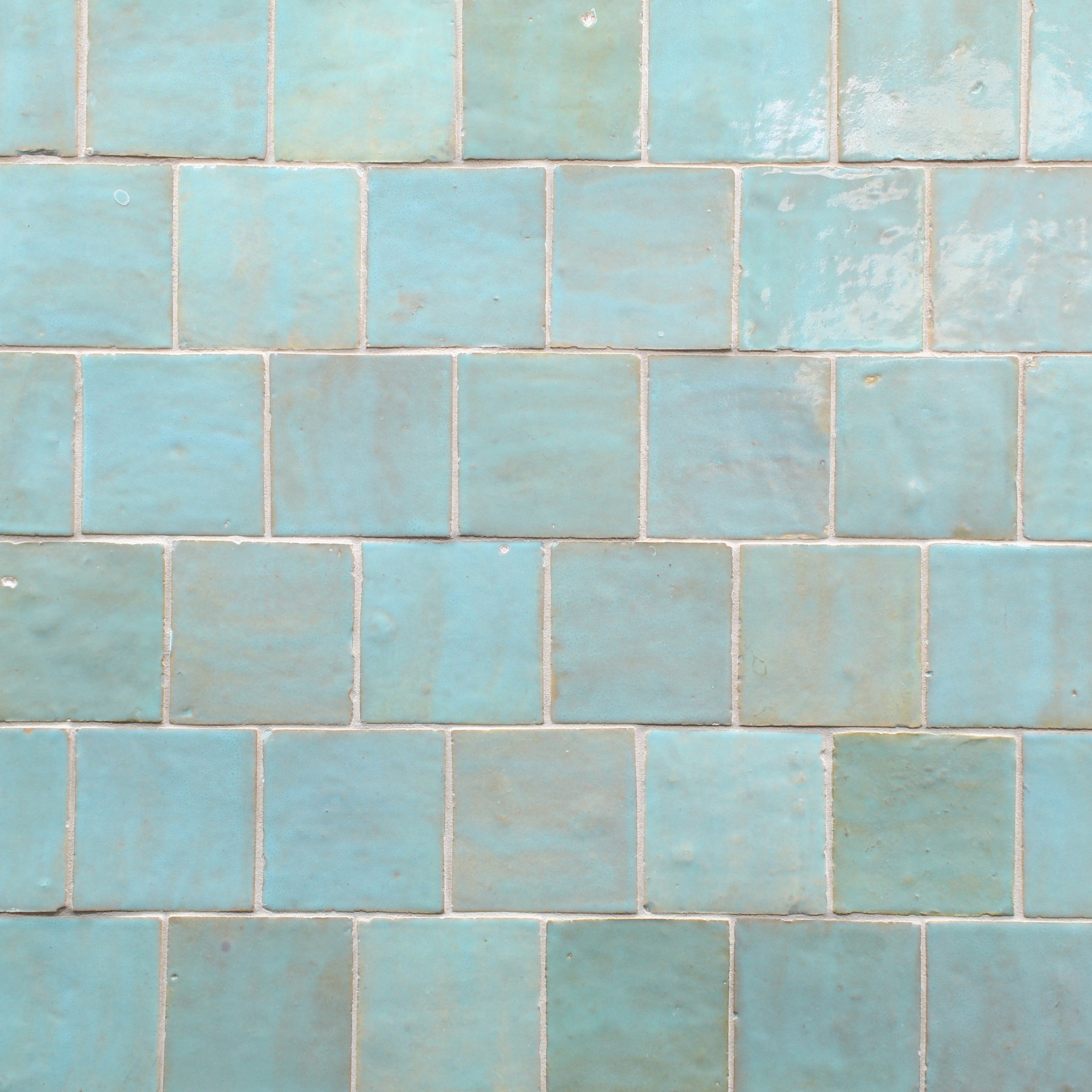 ZEL: Nouveau Aquamarine Glazed Zellige Field Tile (4"x4"x1/2" | gloss)