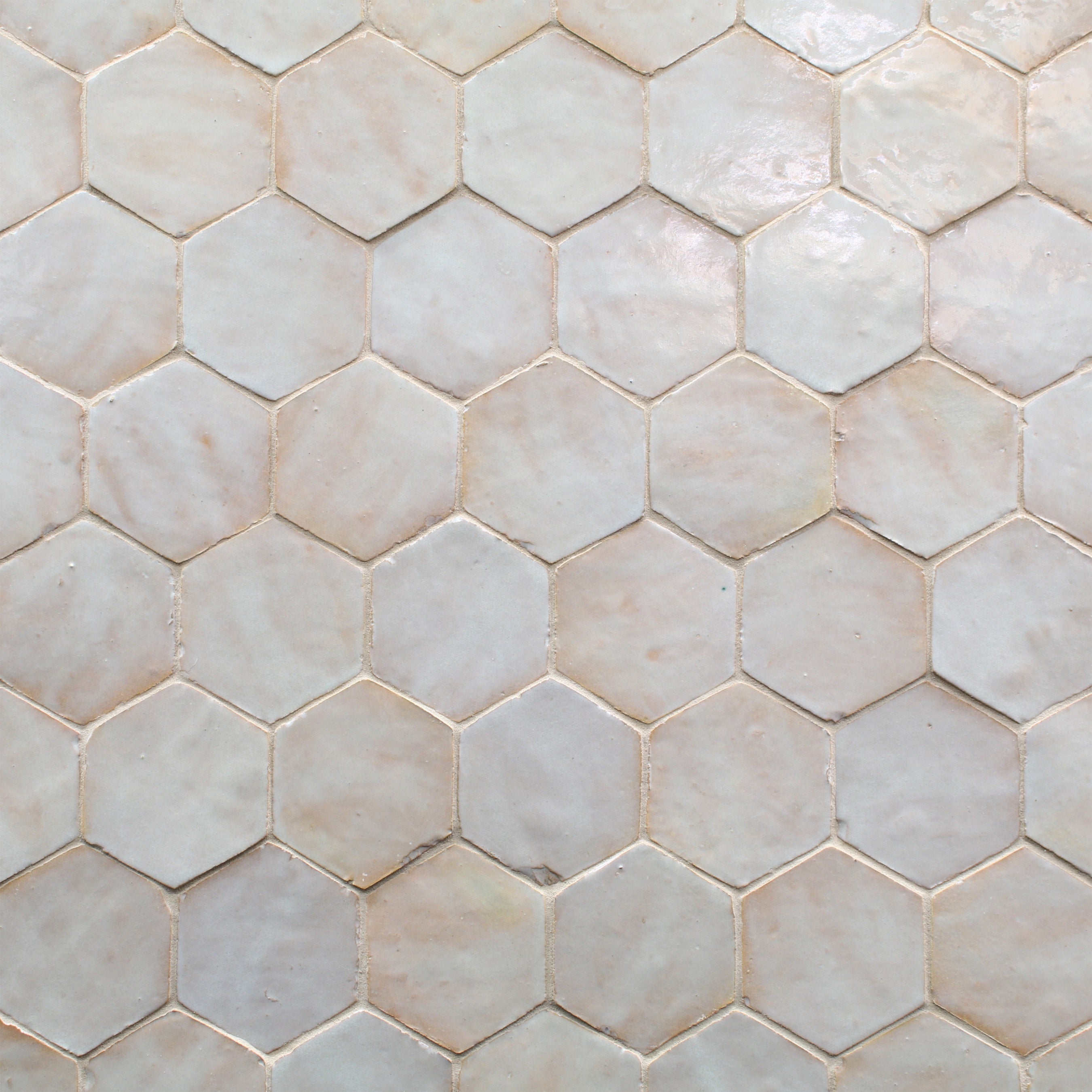 ZEL: Nouveau Fog Glazed Zellige Hexagon Field Tile (4"x4 5/8"x1/2" | gloss)