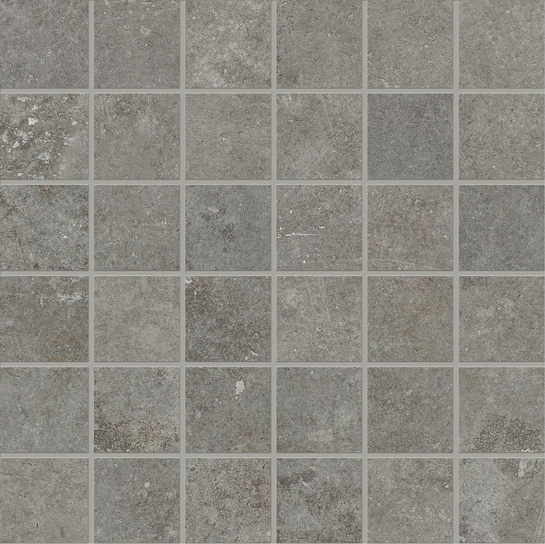 Fabrika DARK GREY porcelain mosaic tile by Emil, silktech finish, 13"x14" size. Premium Italian porcelain for floors and walls.