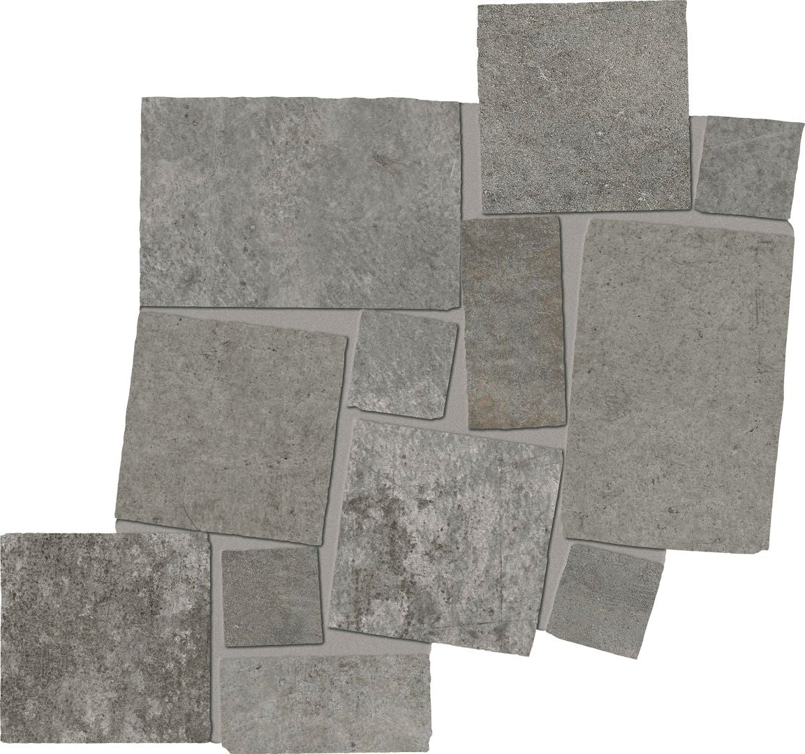 Fabrika Dark Grey porcelain mosaic tile by Emil, 13 7/16"x13 1/2"x8.5-mm size. Premium Italian porcelain for floors and walls.