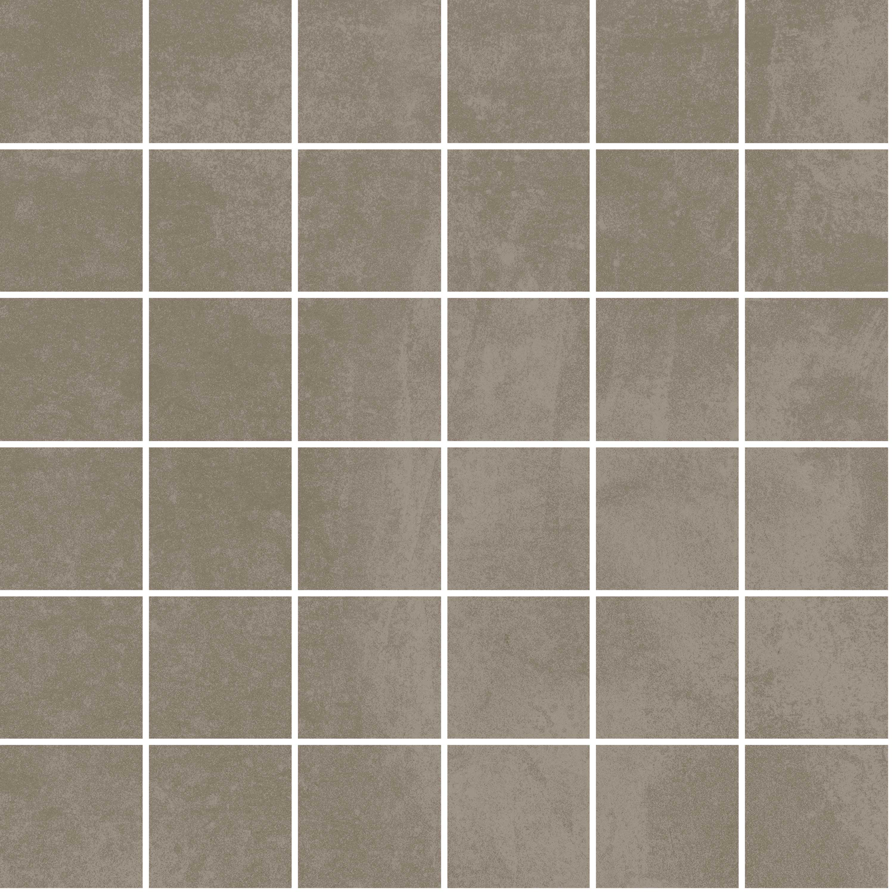 ATTITUDE Warm Sand porcelain mosaic, top-down product view, 12"×12"×11/32" size. Premium porcelain for floors and walls.