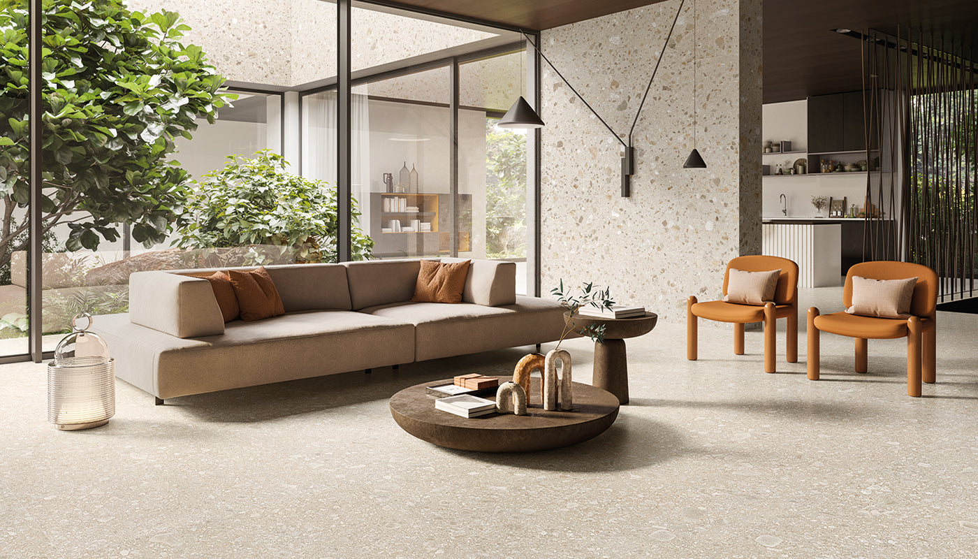 Lombarda SABBIA porcelain mosaic tile by Emil, lappato finish, 12"x24" size. Premium Italian porcelain for floors and walls.