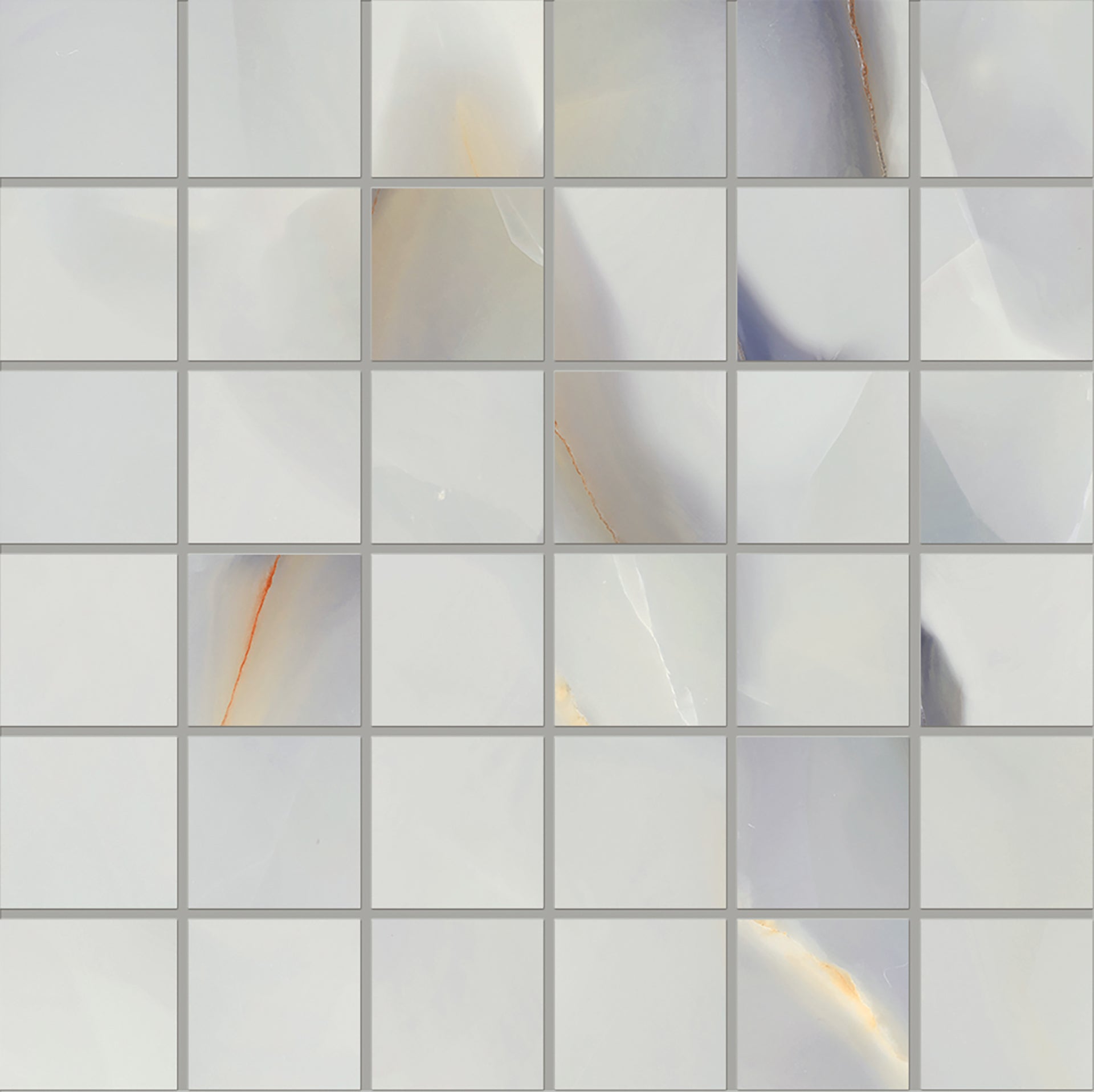Tele di Marmo Pure Onyx ONYX TURCHESE porcelain mosaic tile by Emil, full lappato finish, 12"x12" size. Premium Italian porcelain for floors and walls.