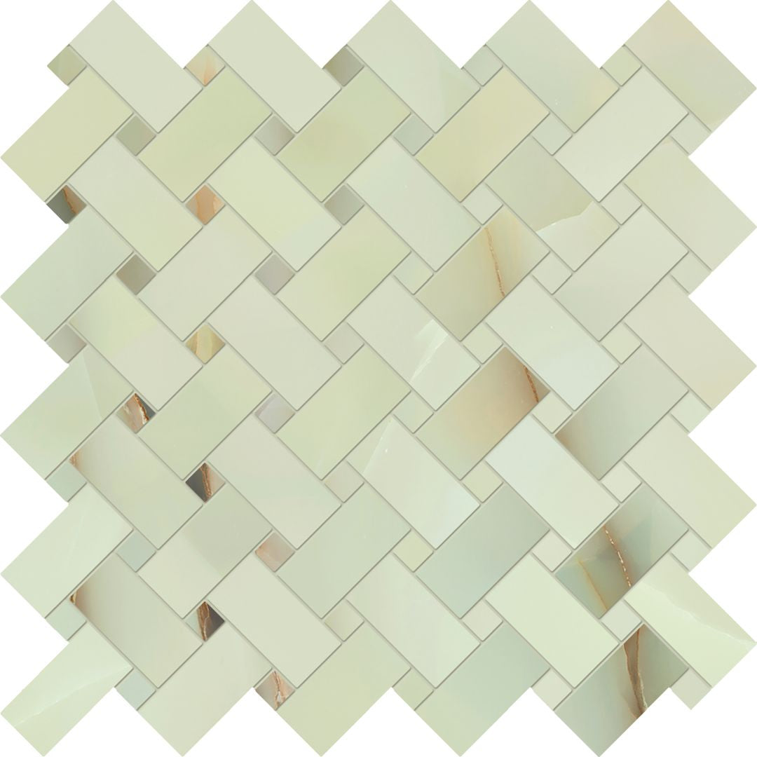 Tele di Marmo Pure Onyx Onyx Giada porcelain decorative accent tile by Emil, full lappato finish, 11 13/16"x11 13/16"x9-mm size. Premium Italian porcelain for floors and walls.