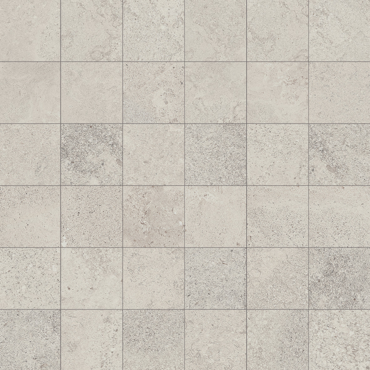 Siena Pearl porcelain mosaic, top-down product view, 12"×12"×5/16" size. Premium porcelain for floors and walls.